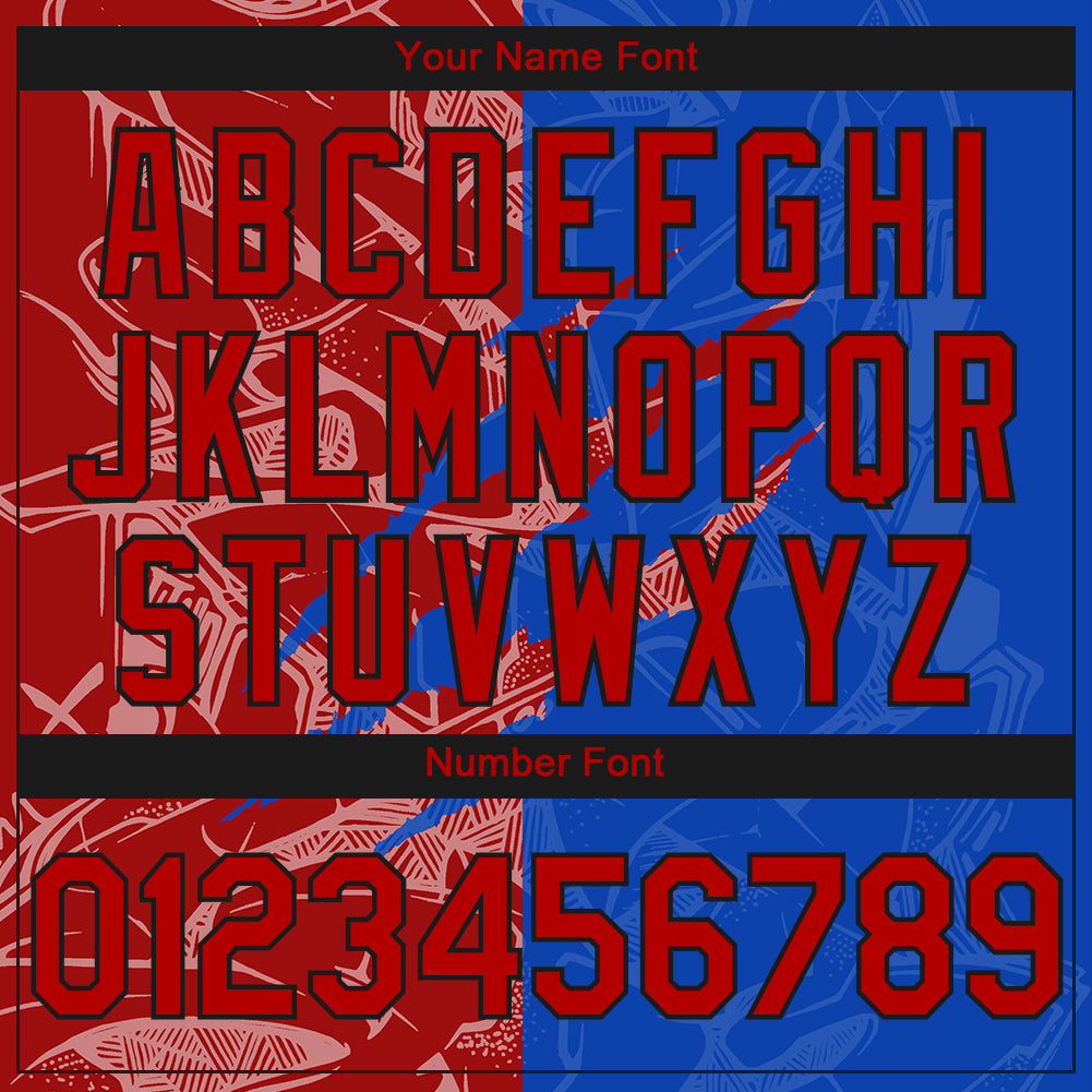 Custom Stitched Graffiti Pattern Red Thunder Blue-Black 3D Scratch Sports Pullover Sweatshirt Hoodie