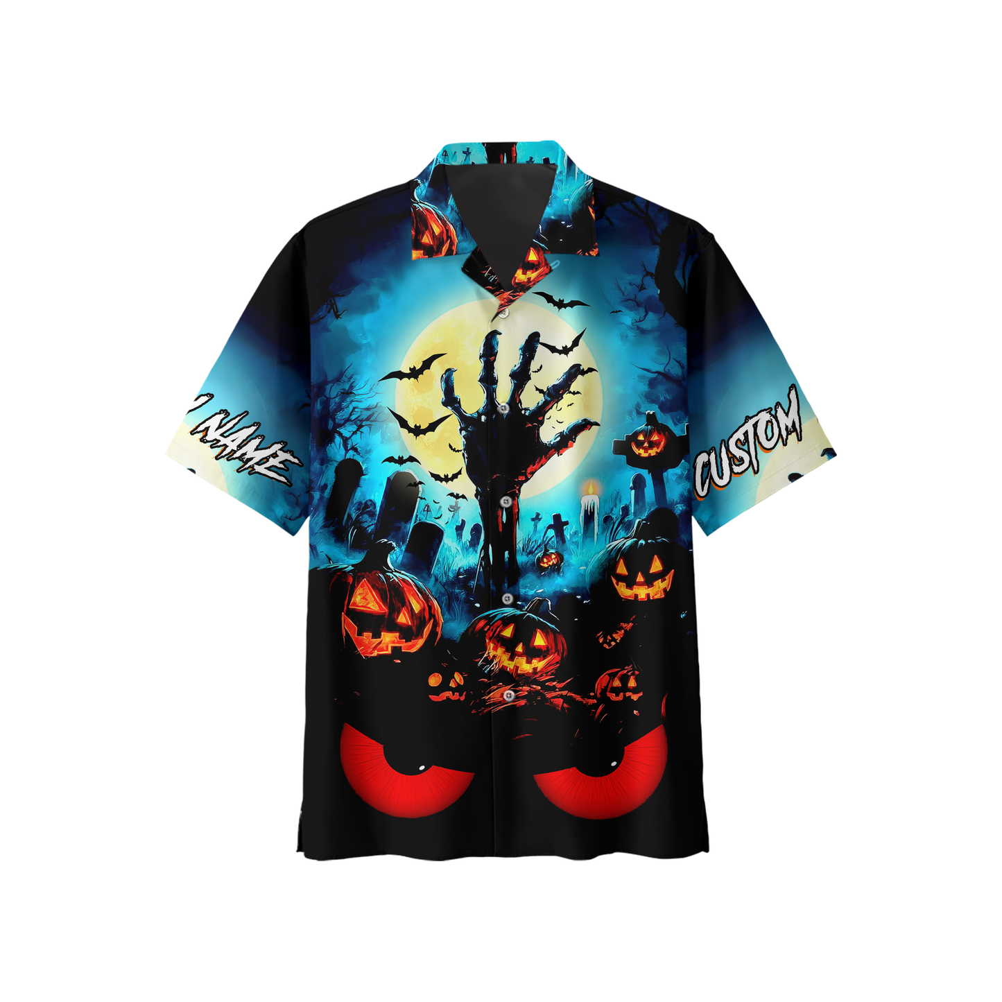 Personalized Halloween Hoodie – Scary Pumpkin Graveyard Full Moon Zip Up, Custom Choo