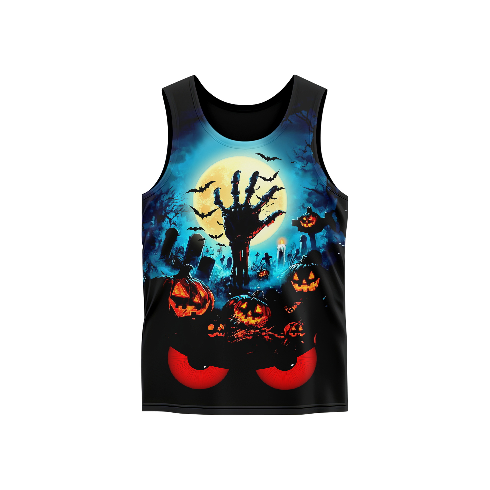 Personalized Halloween Hoodie – Scary Pumpkin Graveyard Full Moon Zip Up, Custom Choo