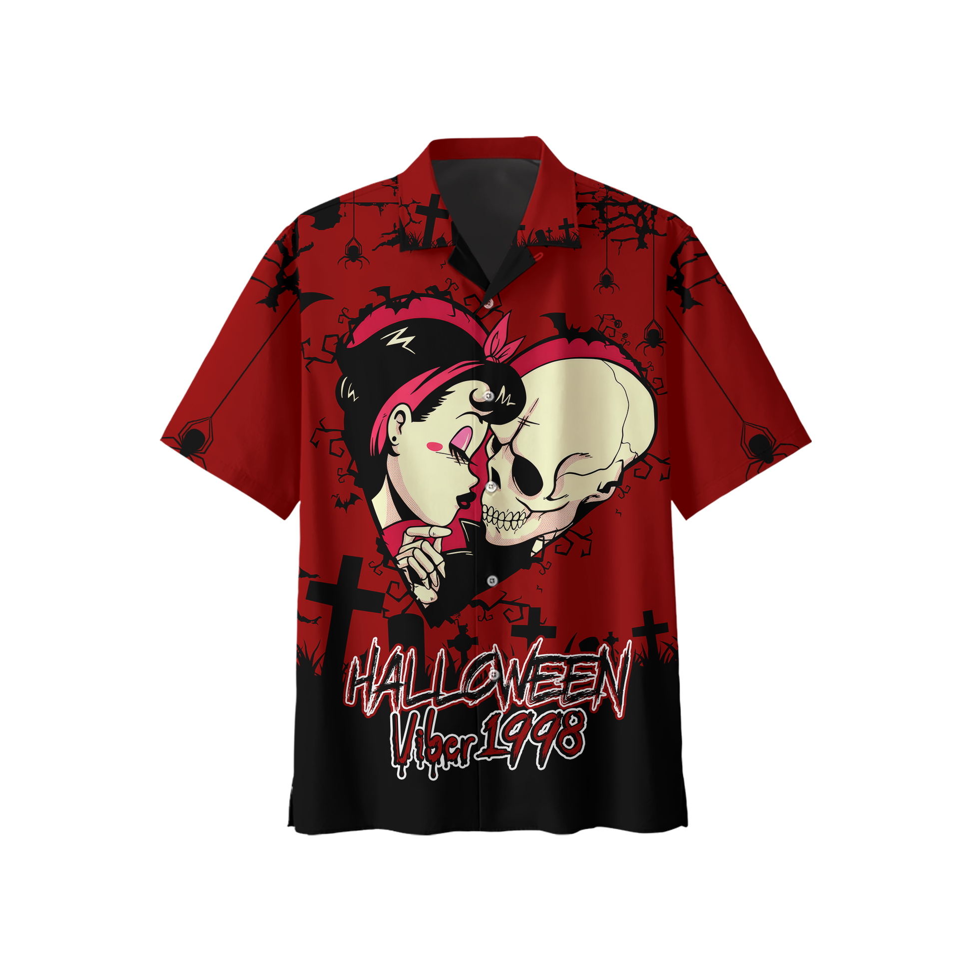 Halloween Couple Hoodie – Gothic Skull & Girl Love – Spooky Vibes Zip Up Hoodie, Custom Choo