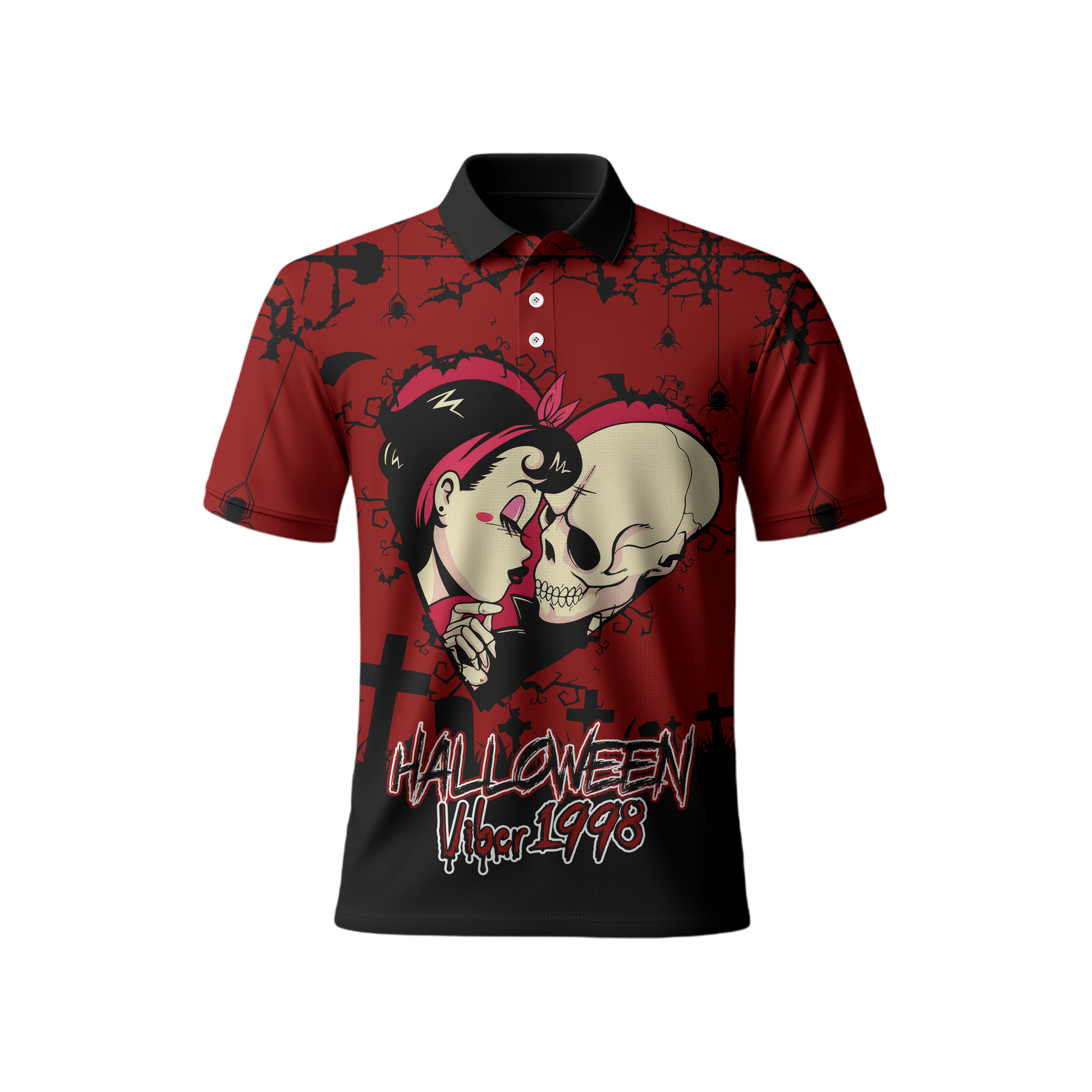 Halloween Couple Hoodie – Gothic Skull & Girl Love – Spooky Vibes Zip Up Hoodie, Custom Choo