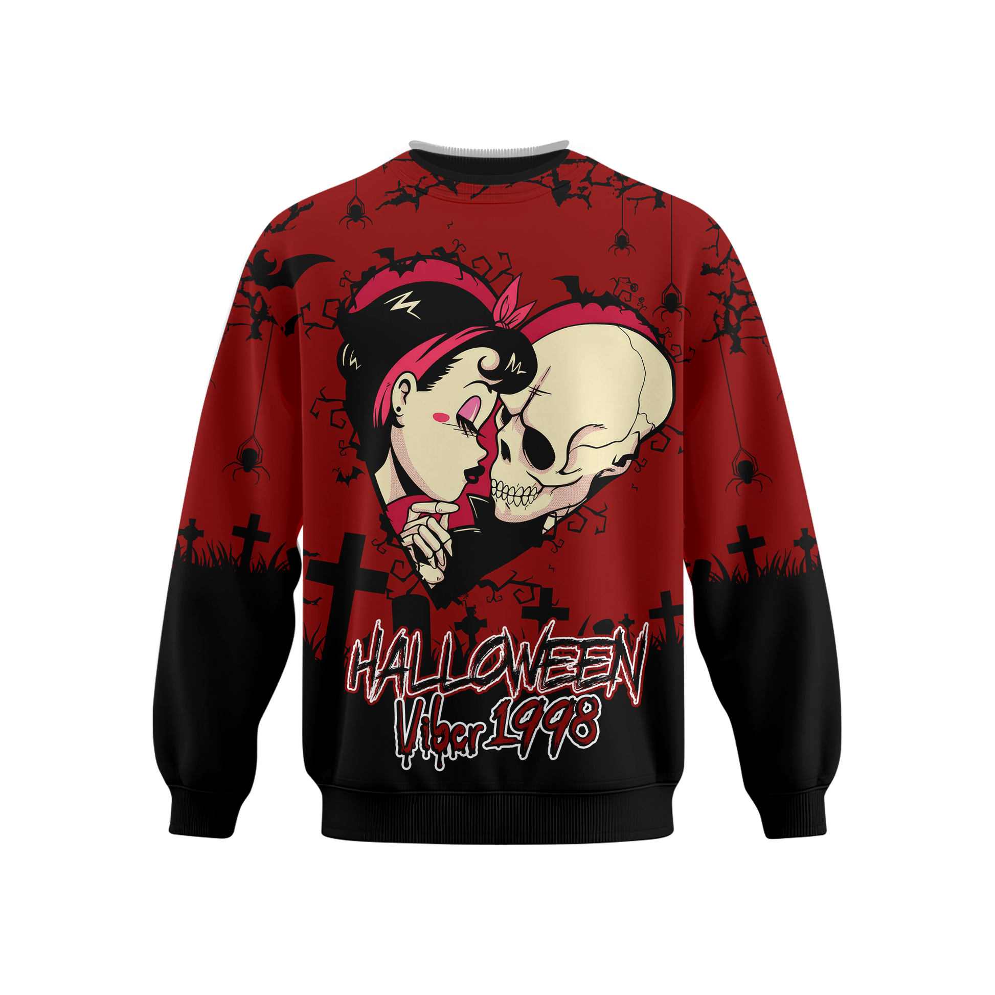Halloween Couple Hoodie – Gothic Skull & Girl Love – Spooky Vibes Zip Up Hoodie, Custom Choo