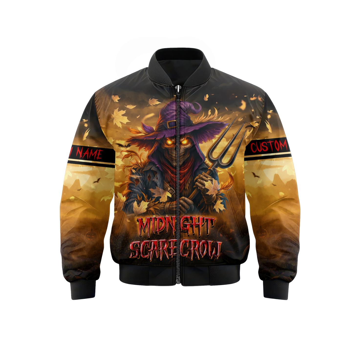 Personalized Midnight Scarecrow Hoodie – Creepy Pumpkin Halloween Outfit, Custom Choo