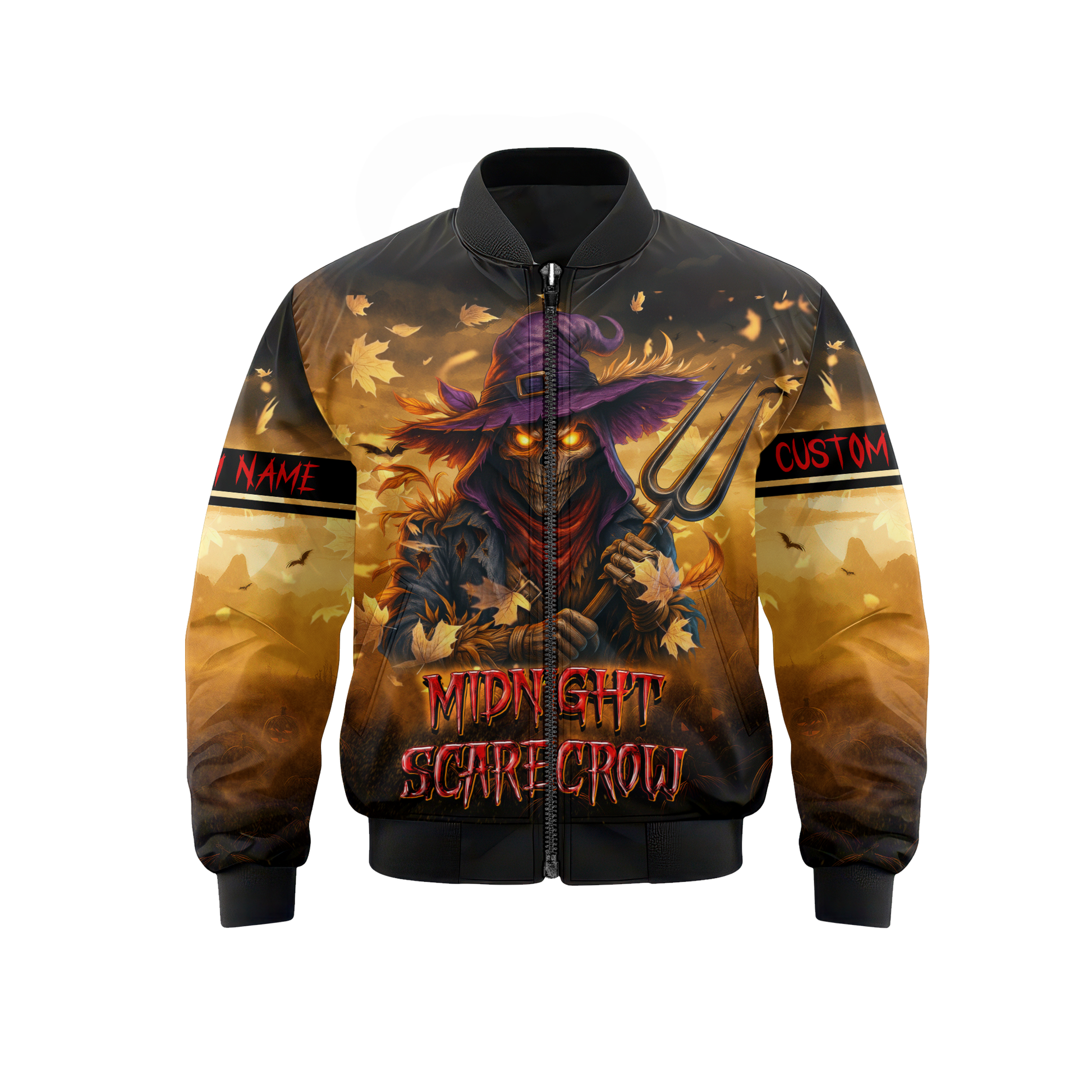 Personalized Midnight Scarecrow Hoodie – Creepy Pumpkin Halloween Outfit, Custom Choo