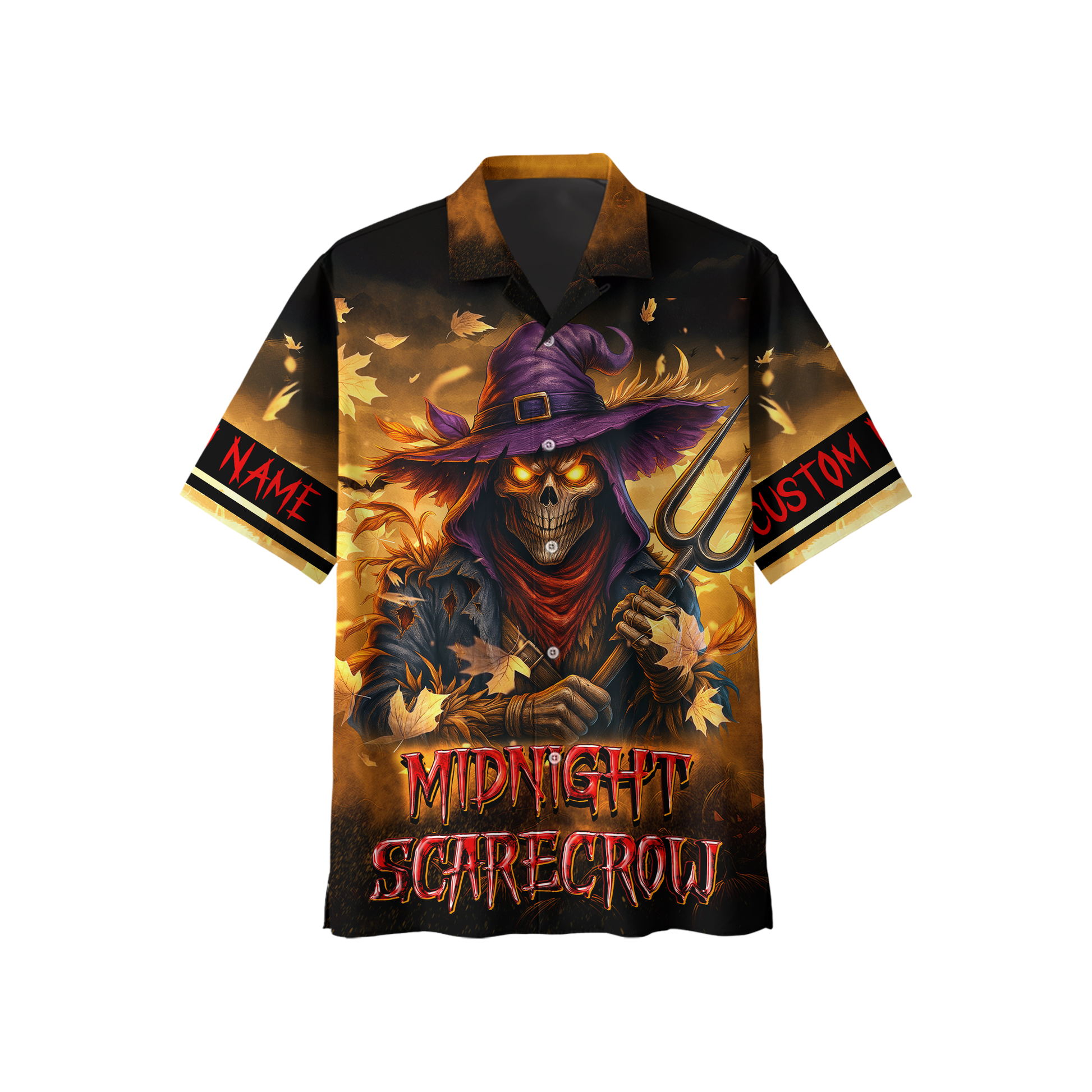Personalized Midnight Scarecrow Hoodie – Creepy Pumpkin Halloween Outfit, Custom Choo