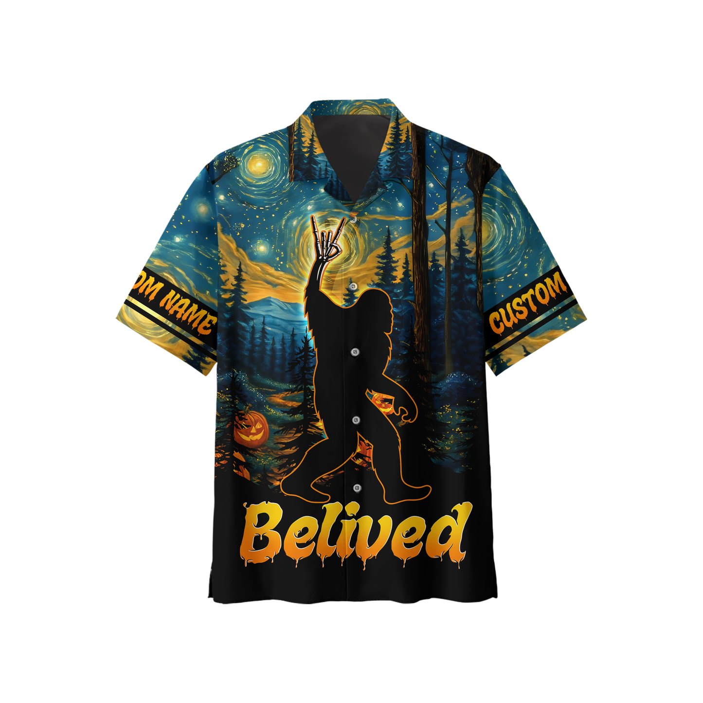 Personalized Bigfoot "Starry Night" Halloween shirt