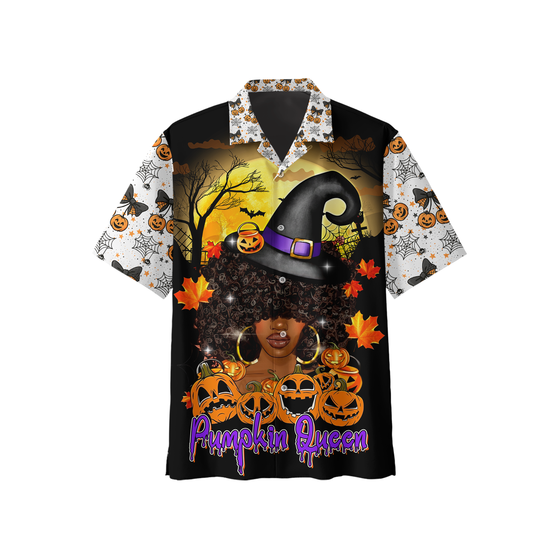 Pumpkin Queen Hoodie – Halloween Witch Girl Zip Up Jacket with Pumpkin Design, Custom Choo
