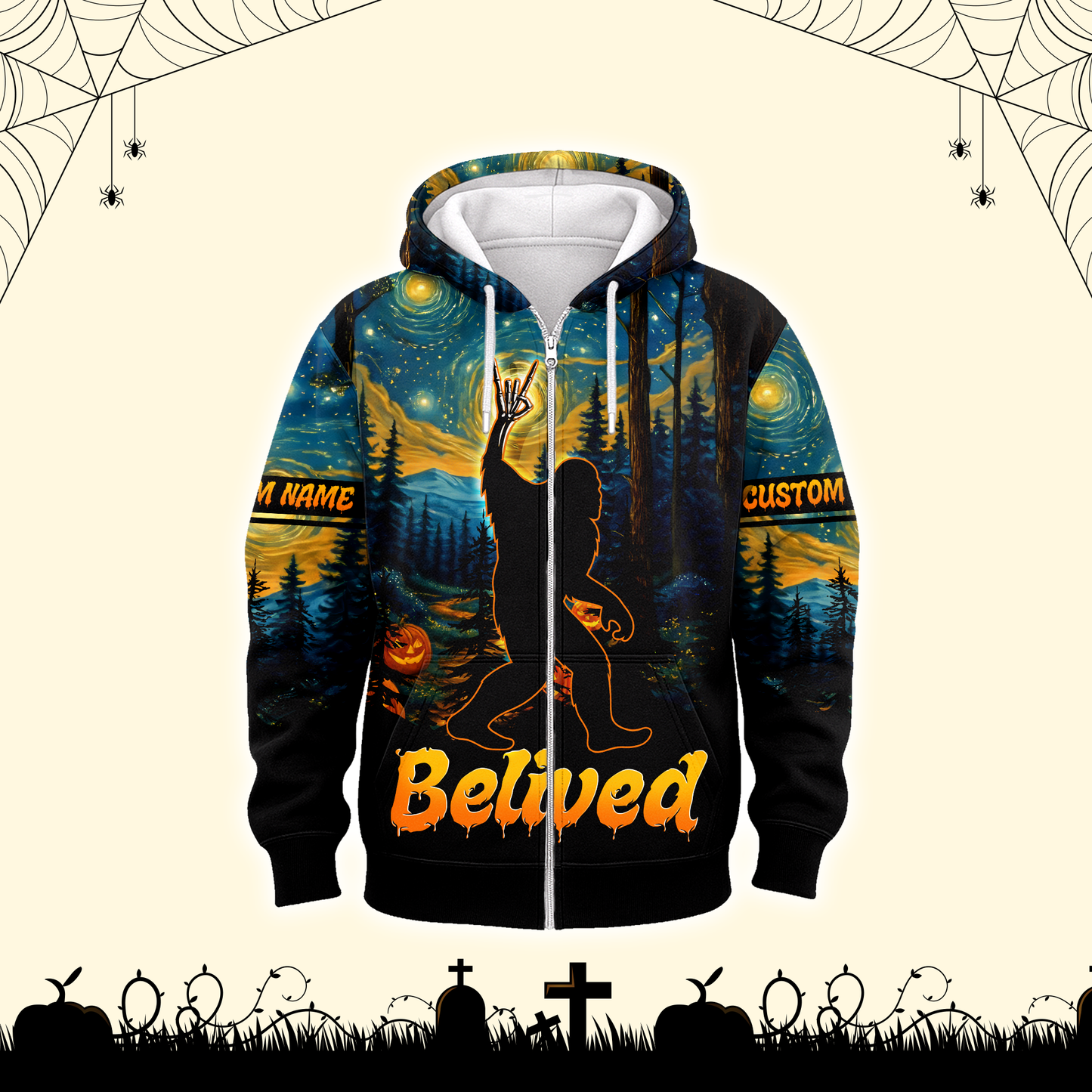 Personalized Bigfoot "Starry Night" Halloween shirt