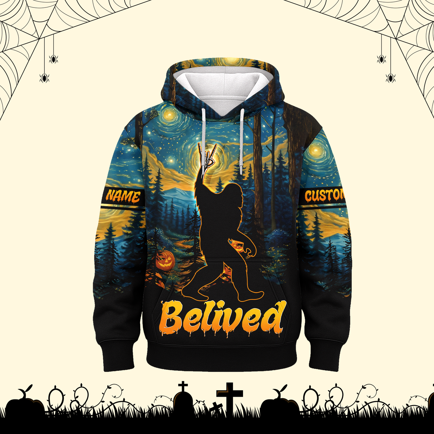 Personalized Bigfoot "Starry Night" Halloween shirt