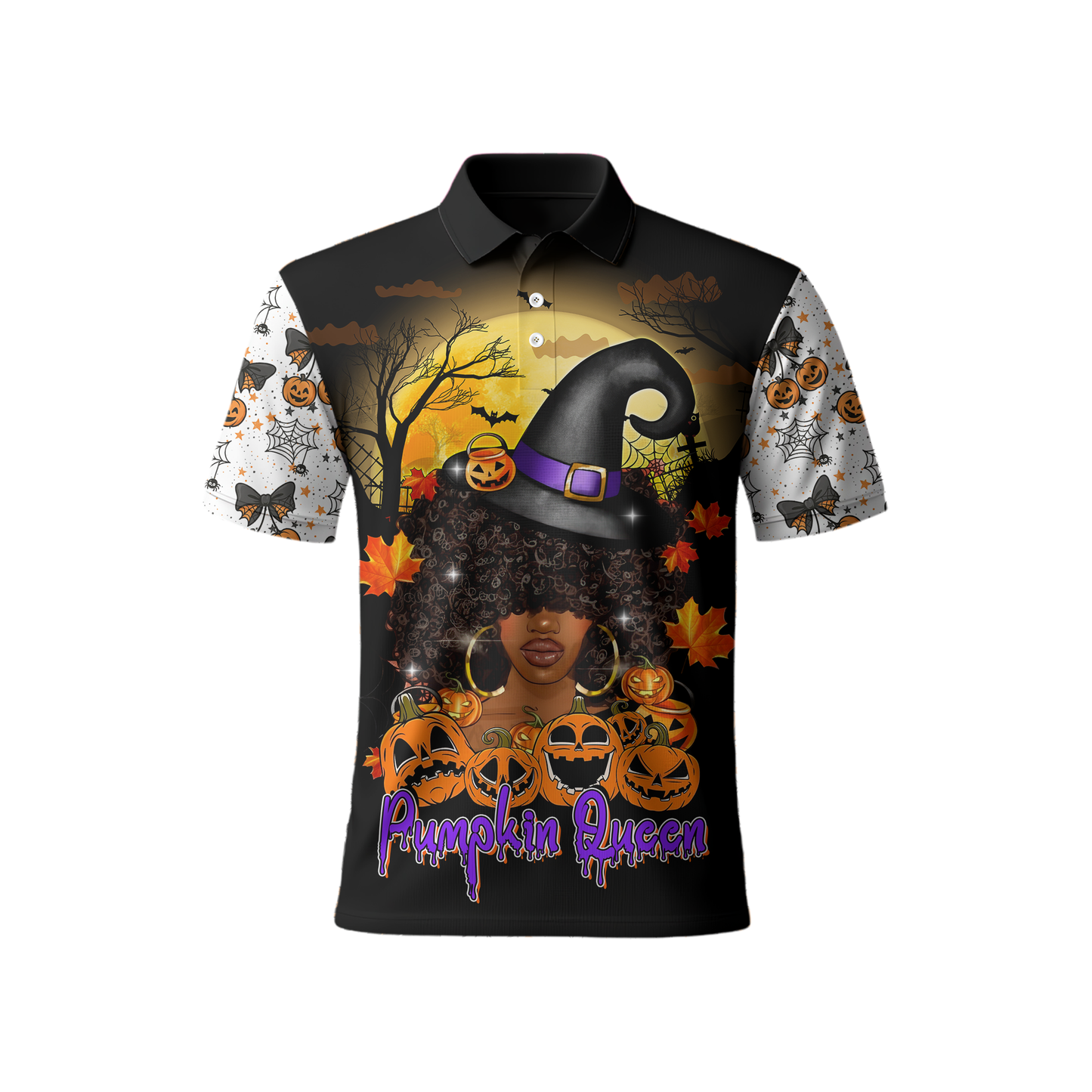 Pumpkin Queen Hoodie – Halloween Witch Girl Zip Up Jacket with Pumpkin Design, Custom Choo