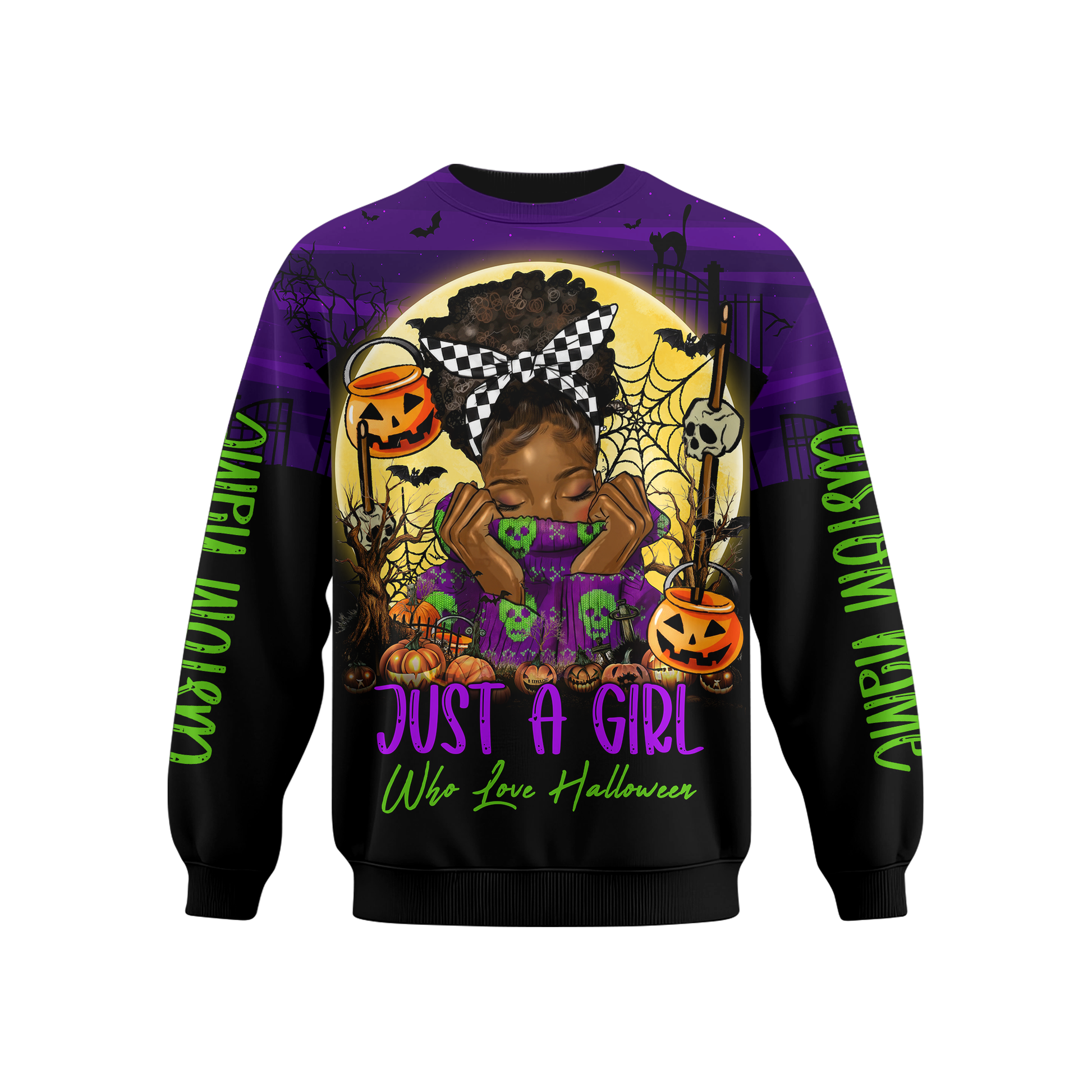 Just A Girl Who Loves Halloween Hoodie – Personalized Name Zip Up Jacket, Custom Choo
