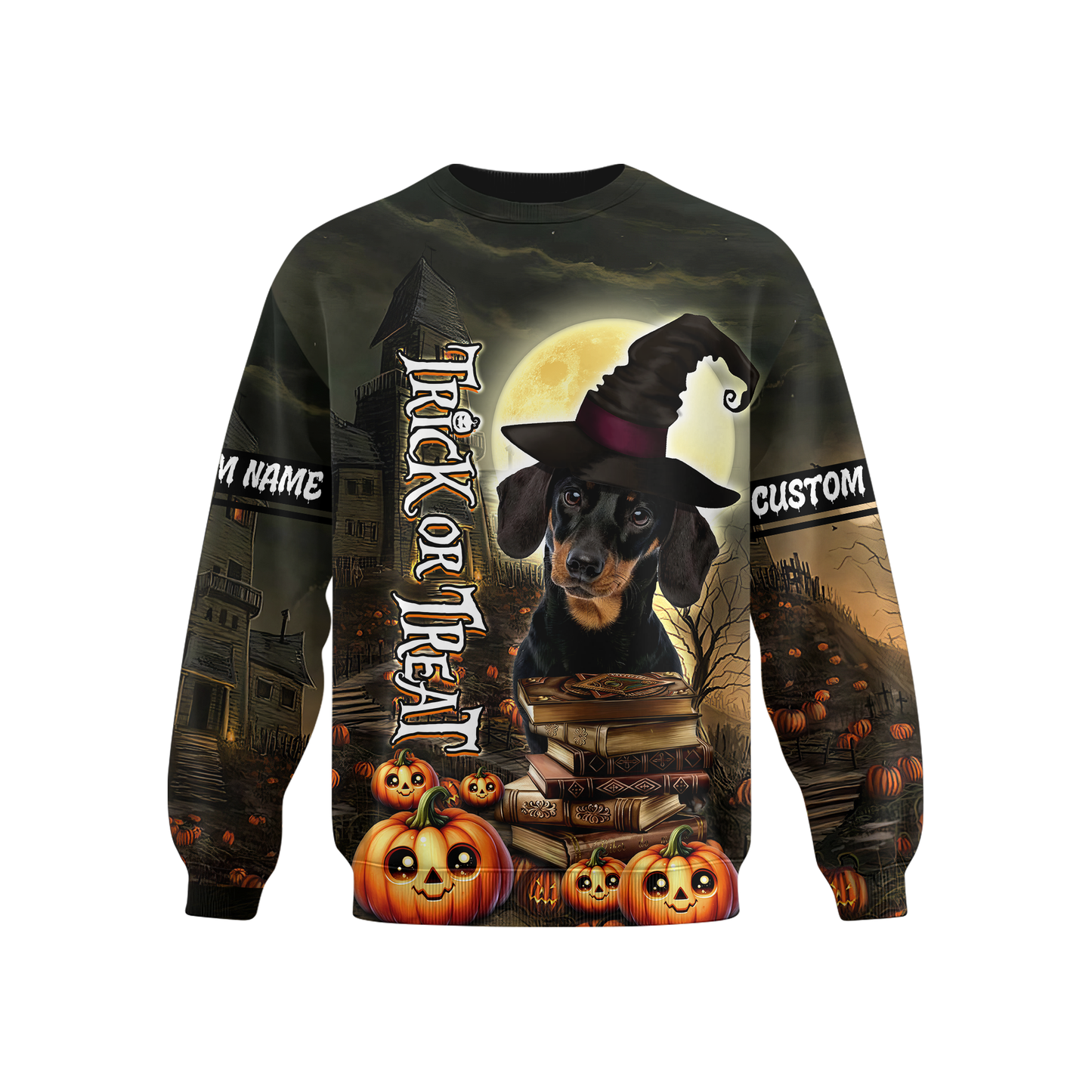 Personalized Halloween Dachshund Witch, Custom Choo