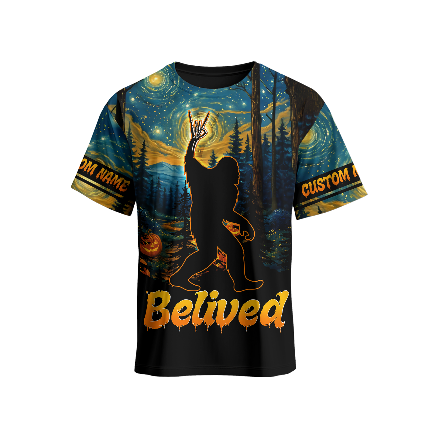 Personalized Bigfoot "Starry Night" Halloween shirt