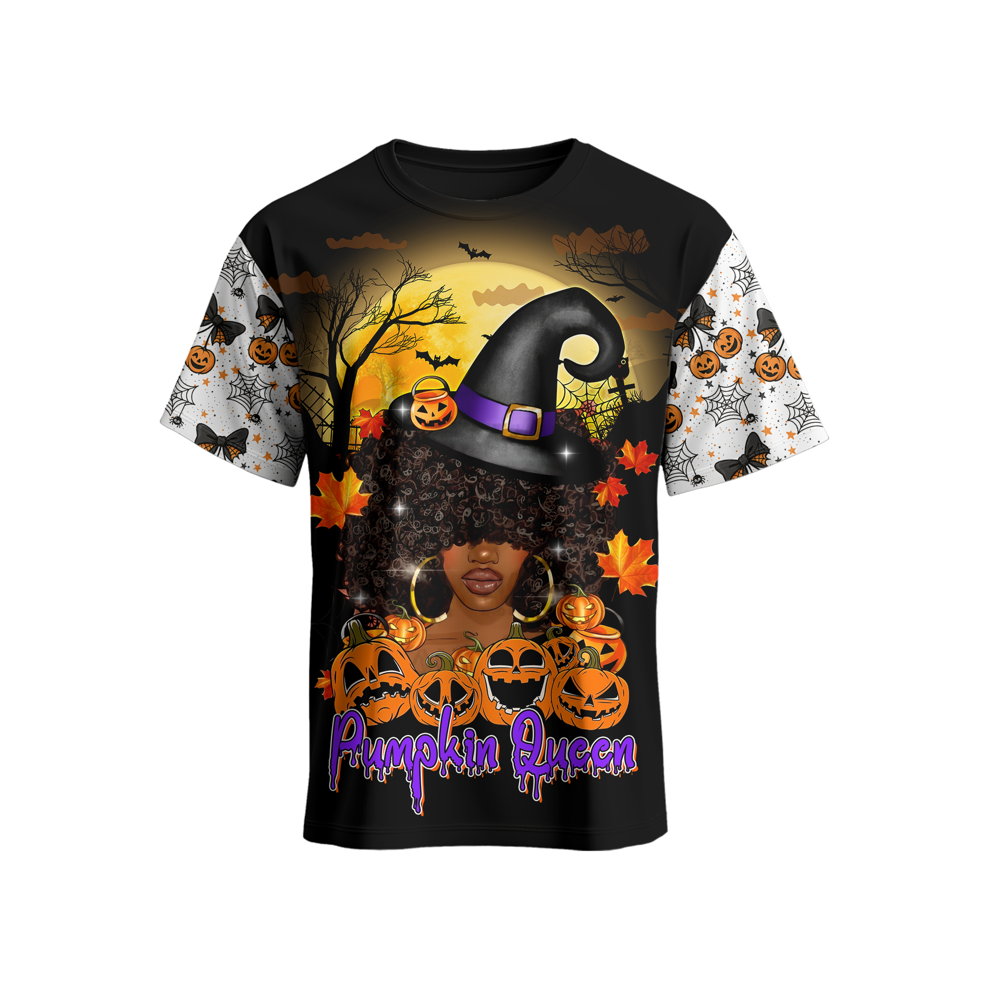 Pumpkin Queen Hoodie – Halloween Witch Girl Zip Up Jacket with Pumpkin Design, Custom Choo