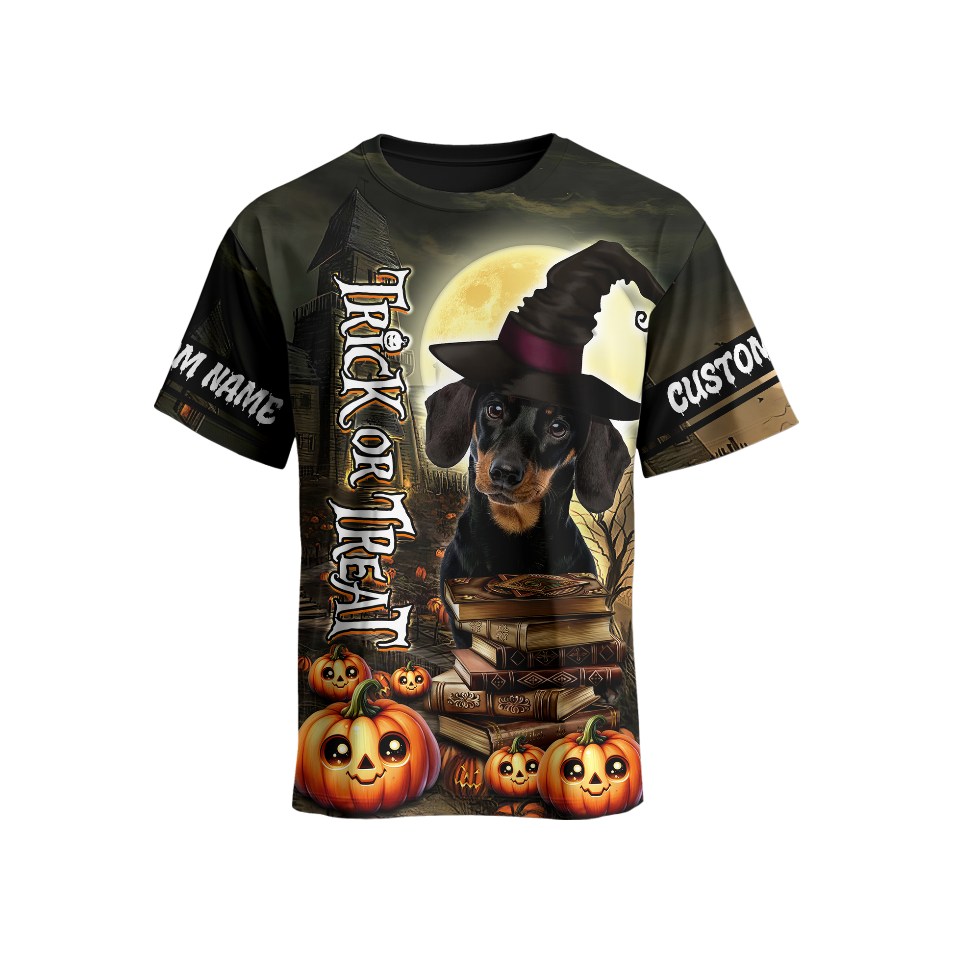 Personalized Halloween Dachshund Witch, Custom Choo