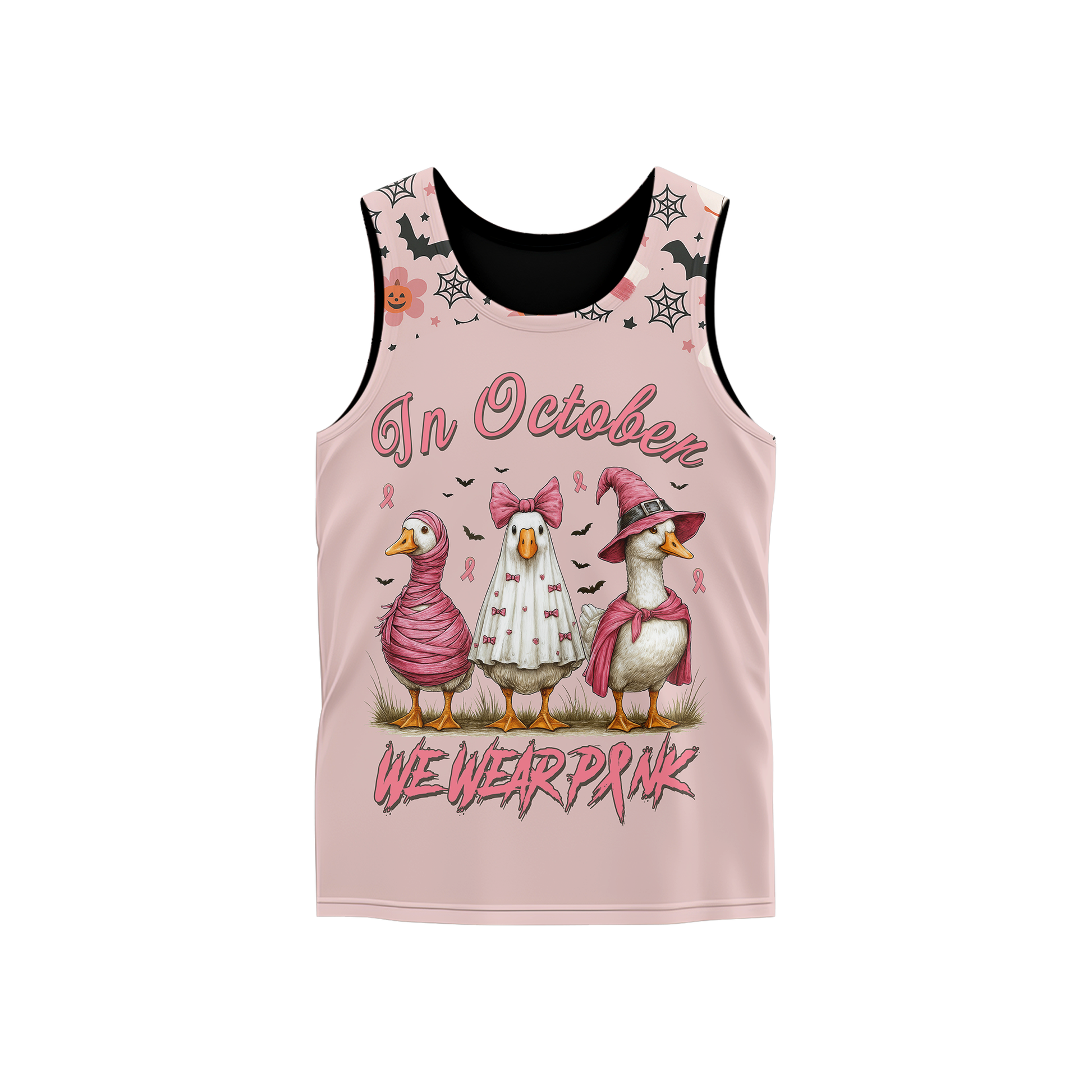In October We Wear Pink Goose Hoodie – Breast Cancer Awareness Halloween Zip Up, Custom Choo