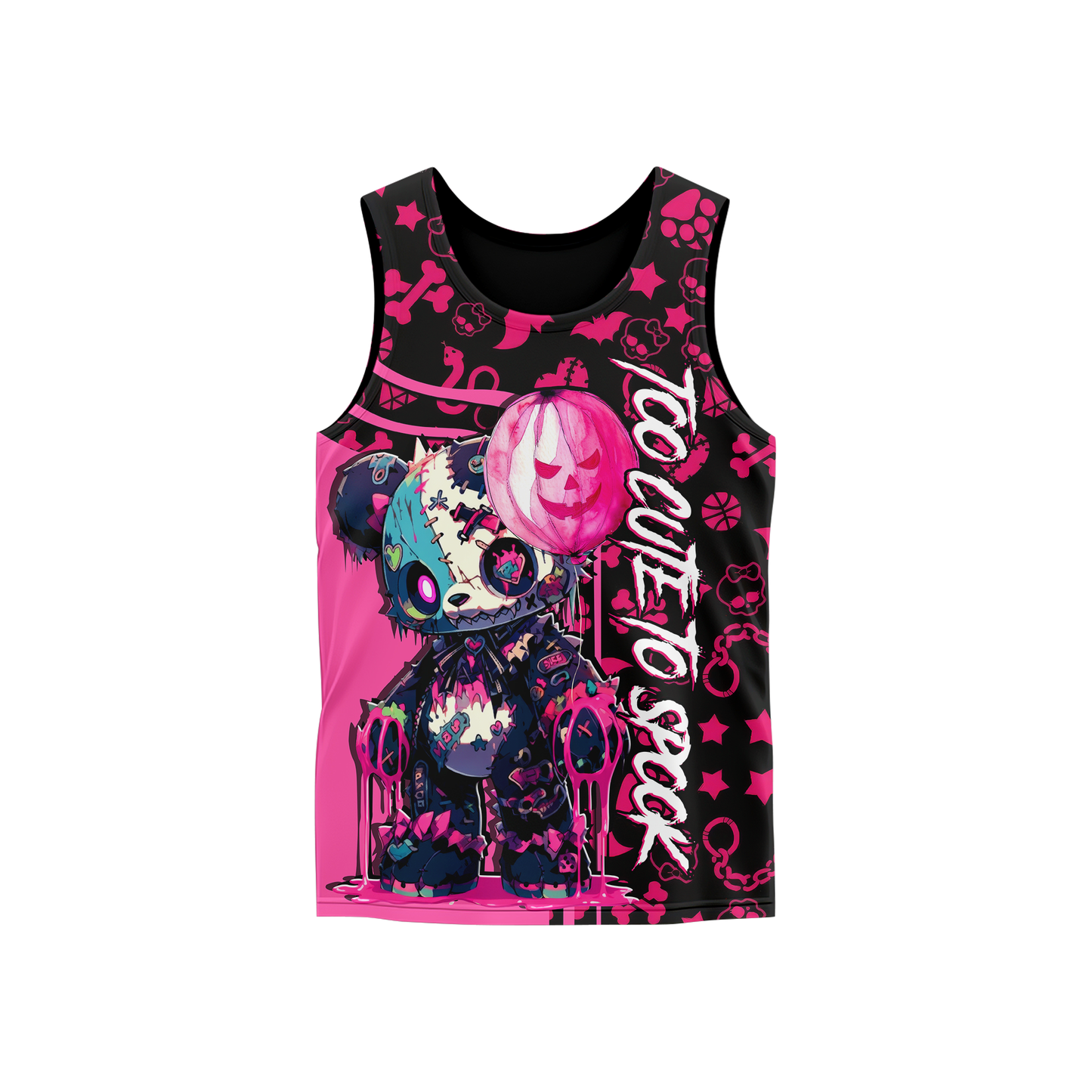 Custom Name Halloween Hoodie – Cute Scary Teddy Bear Pink Black Outfit, Custom Choo