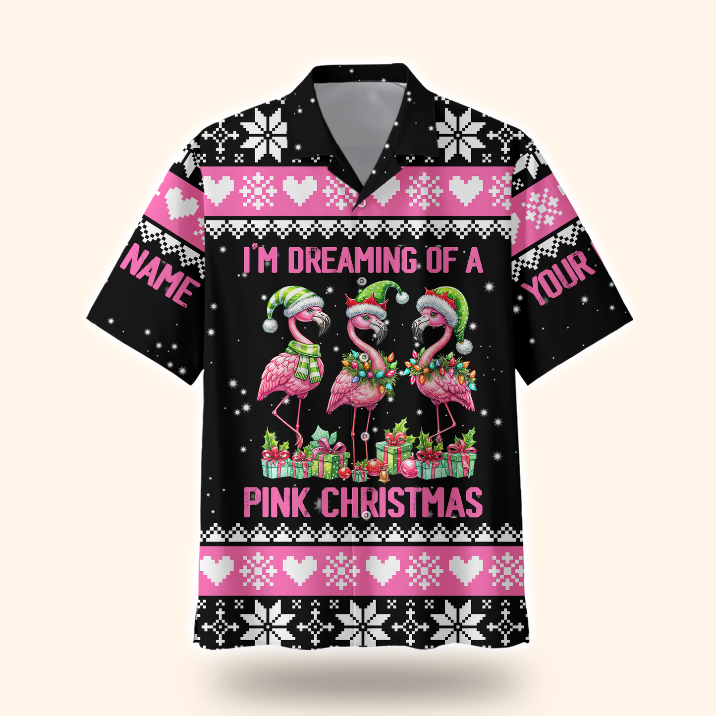 I’m Dreaming of a Pink Christmas Hoodie – Cute Flamingo Holiday Zip Up Sweater