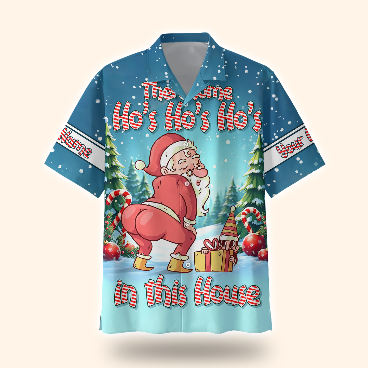 There Some Ho’s In This House Hoodie – Funny Santa Butt Design, Custom Name Christmas Zip Up, Custom Choo