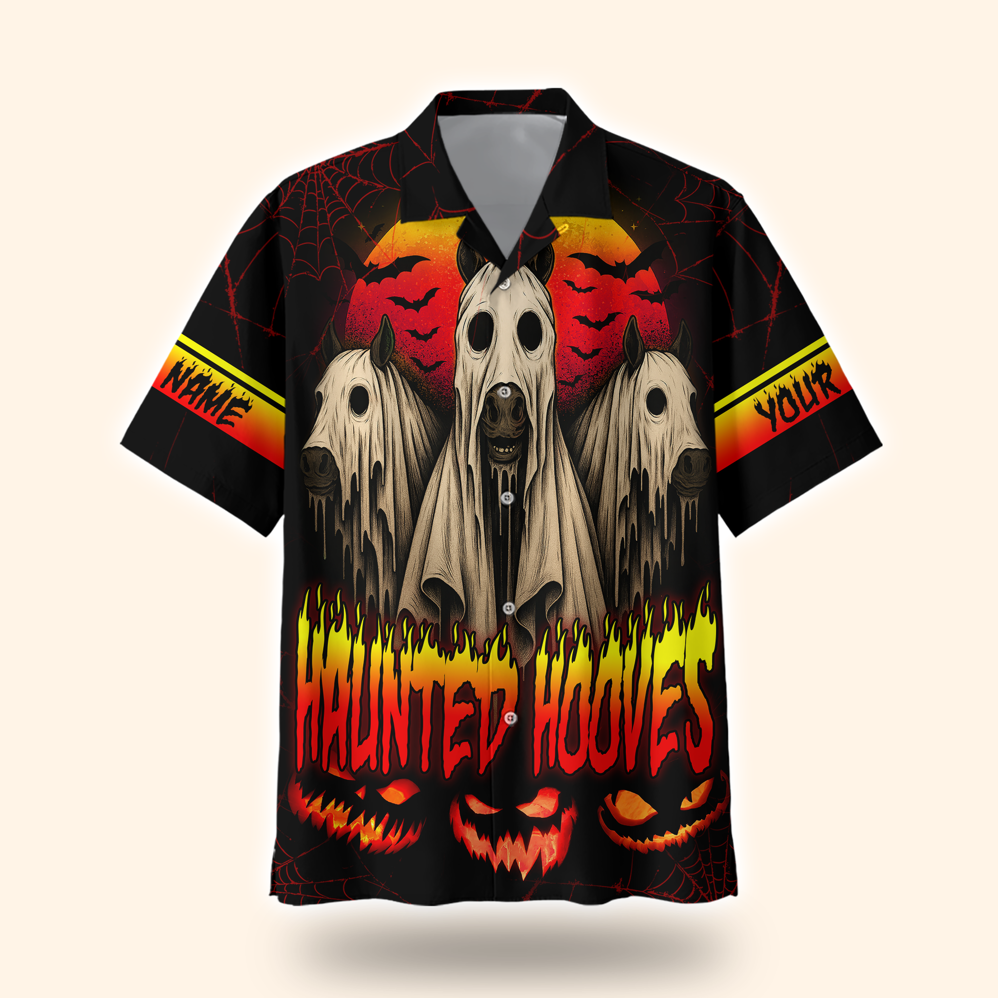 Personalized Haunted Hooves Hoodie – Ghost Horse Halloween Zip Up Jacket, Custom Choo