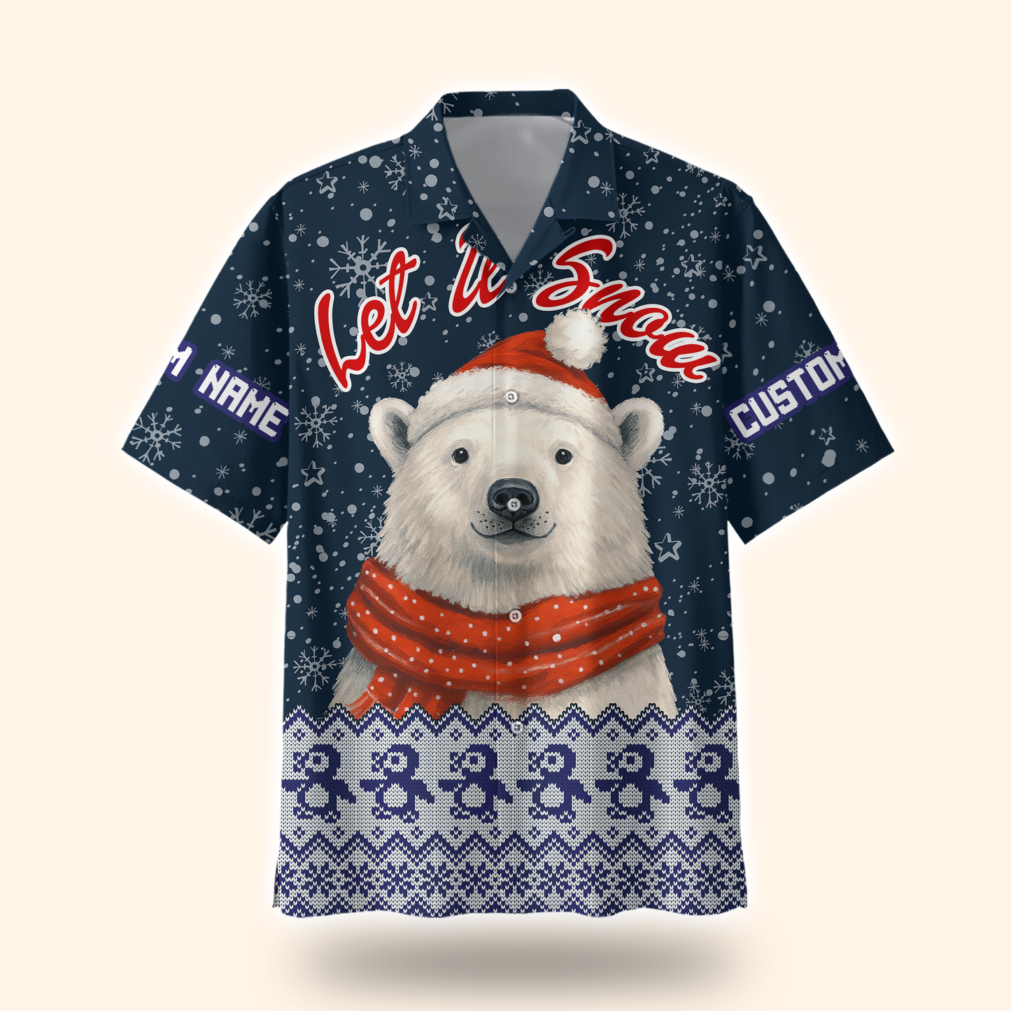 Let It Snow Hoodie – Cute Polar Bear Christmas Hoodie, Personalized Name Winter Gift