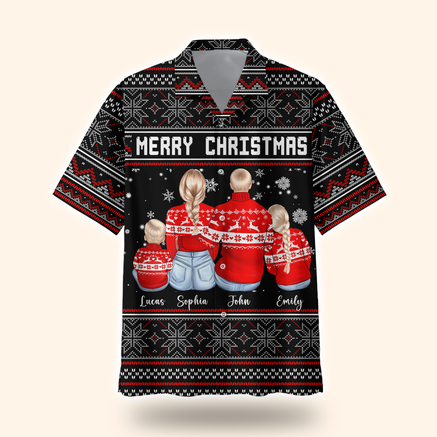 Personalized Family Christmas Hoodie – Custom Name Matching Holiday Outfit