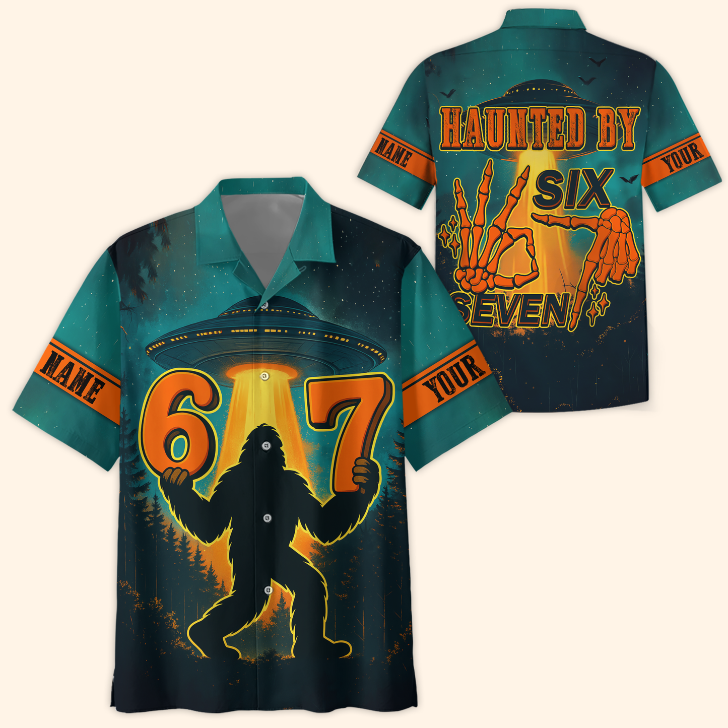 Personalized Bigfoot Hoodie – Haunted by 67 Alien UFO Halloween Zip Up, Custom Choo
