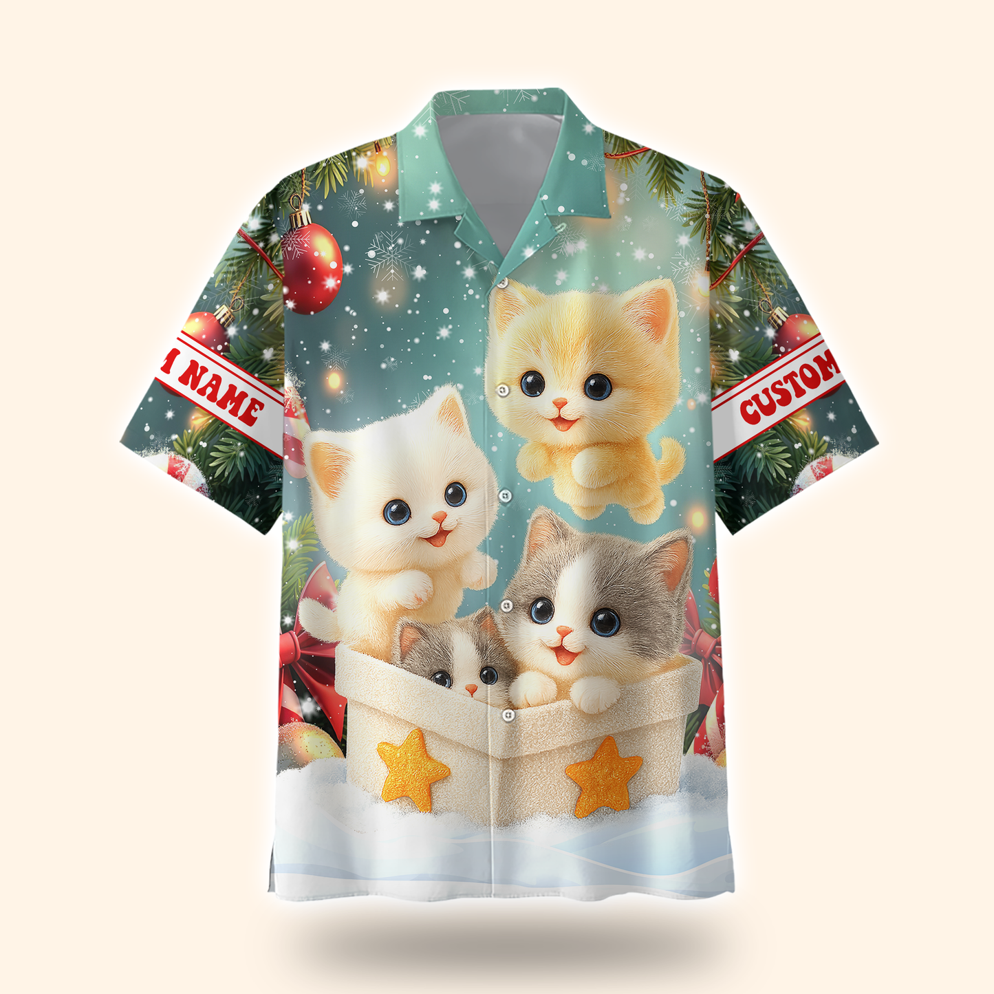 Cute Christmas Cat Hoodie – Kittens in Gift Box Holiday Zip Up