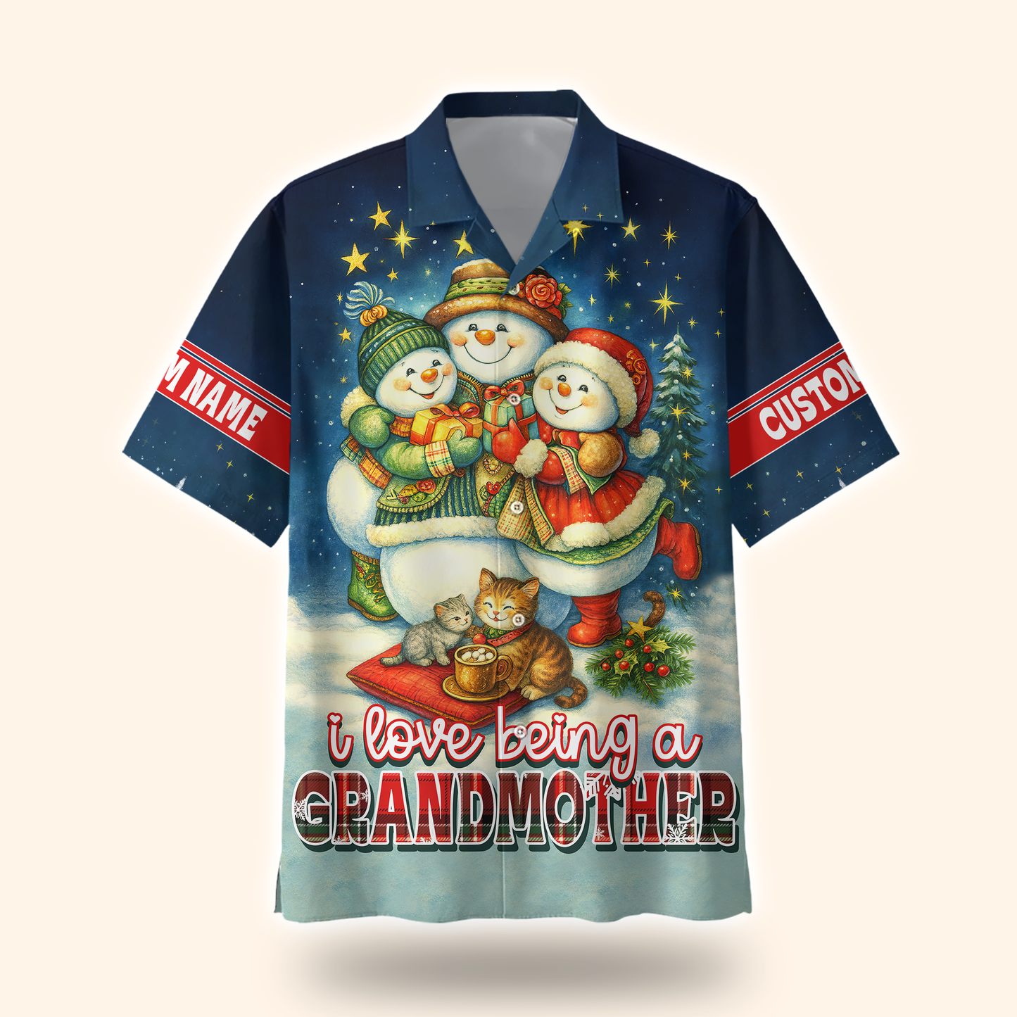 Personalized Christmas Hoodie – I Love Being a Grandmother, Snowman Family Zip Up Gift, Custom Choo