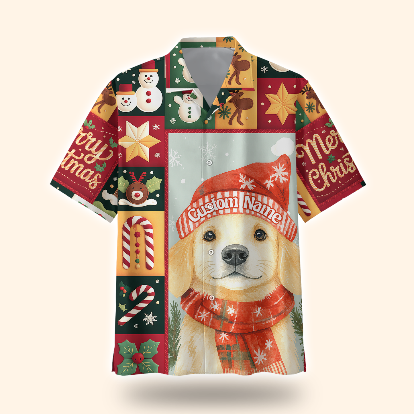 Merry Christmas Dog Hoodie – Golden Retriever in Santa Hat, Personalized Pet Lover Gift