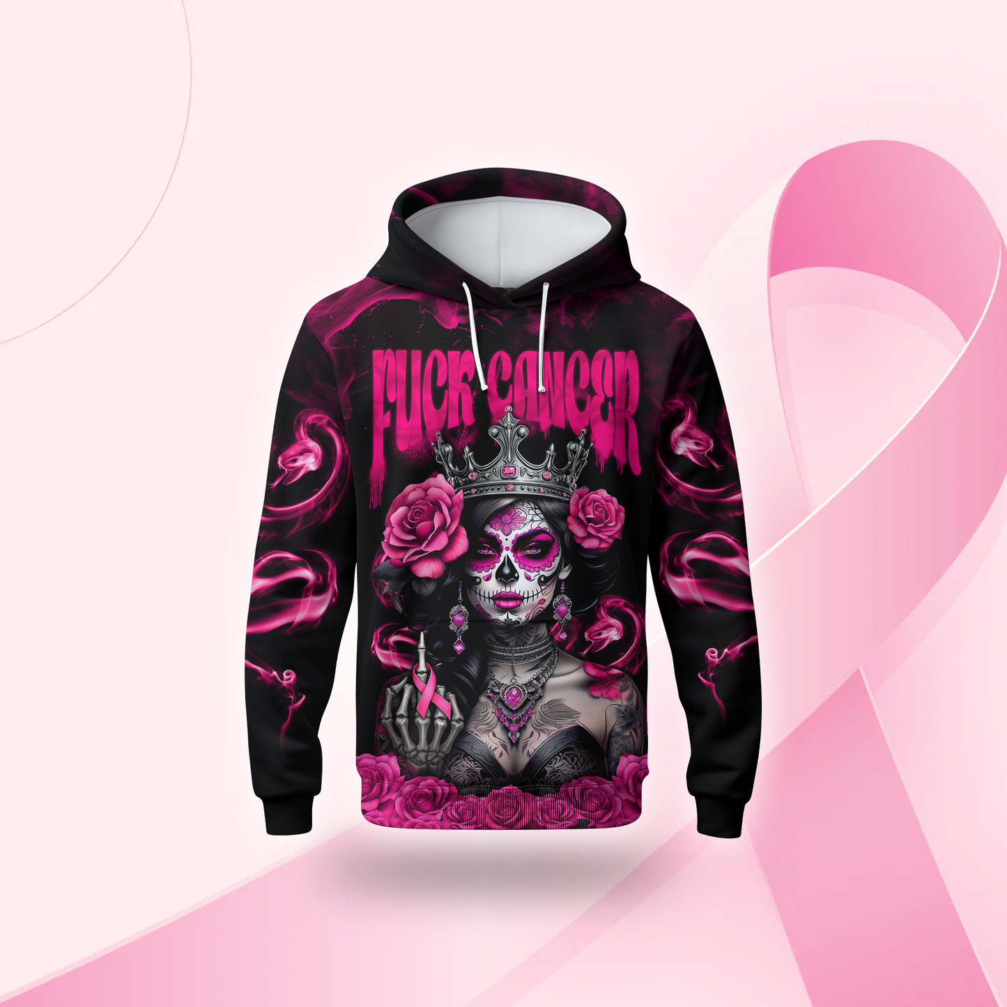Breast Cancer Warrior Sugar Skull Shirt, Custom Choo