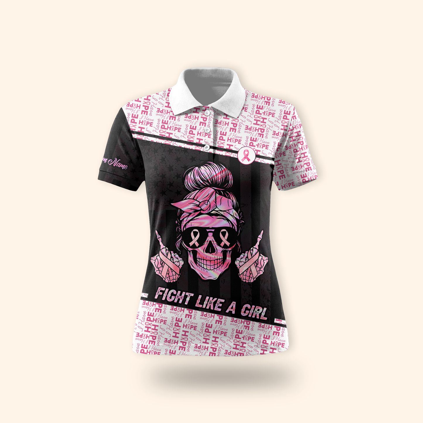 Personalized Fight Like A Skull Girl - Breast Cancer Awareness Shirt