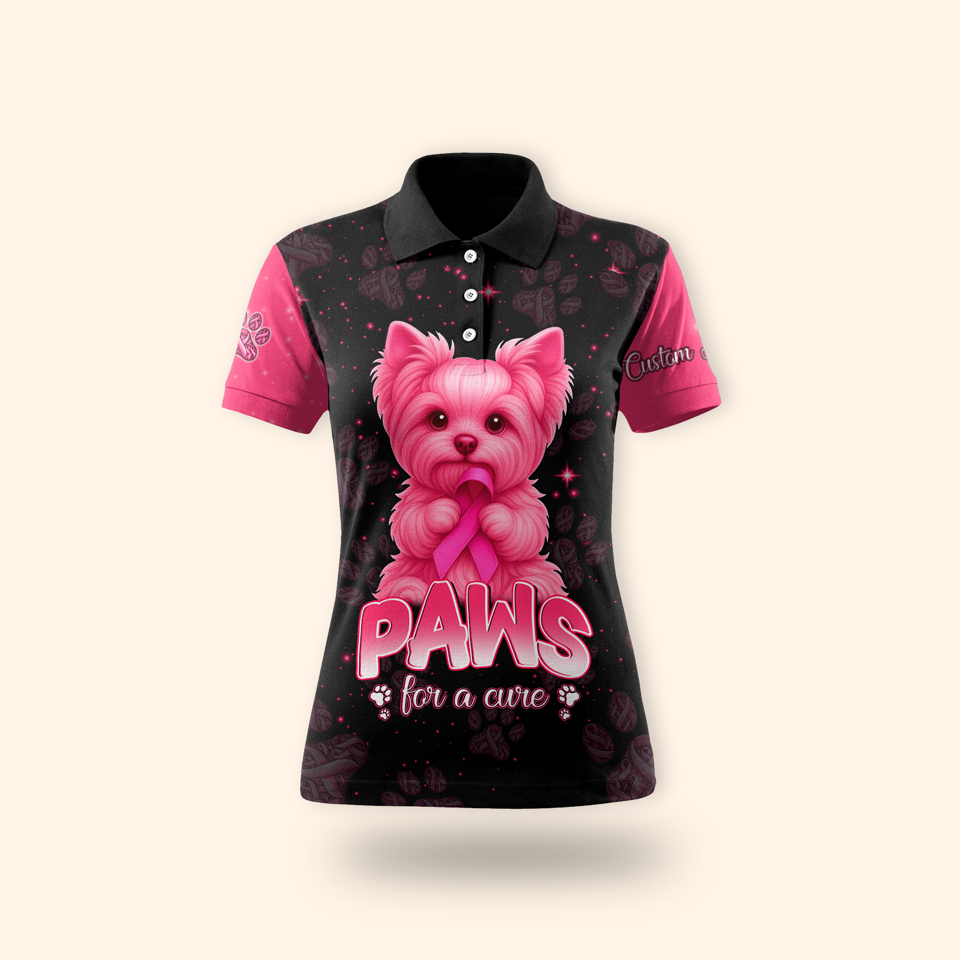 Personalized Paws For A Cure - Breast Cancer Awareness Shirt, Custom Choo