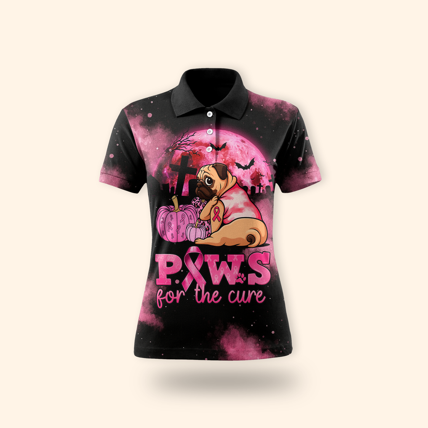 Pug Halloween Breast Cancer Awareness