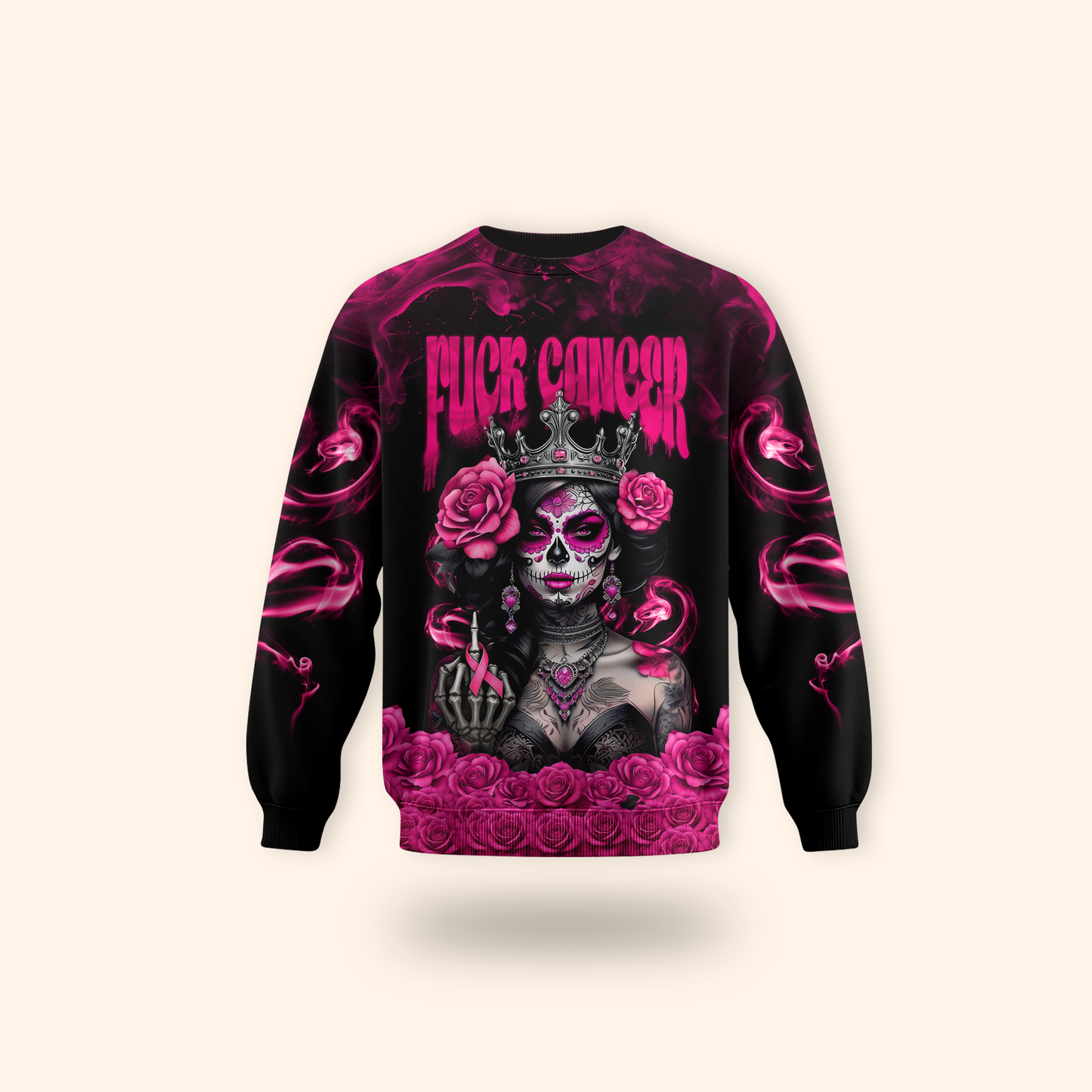 Breast Cancer Warrior Sugar Skull Shirt, Custom Choo