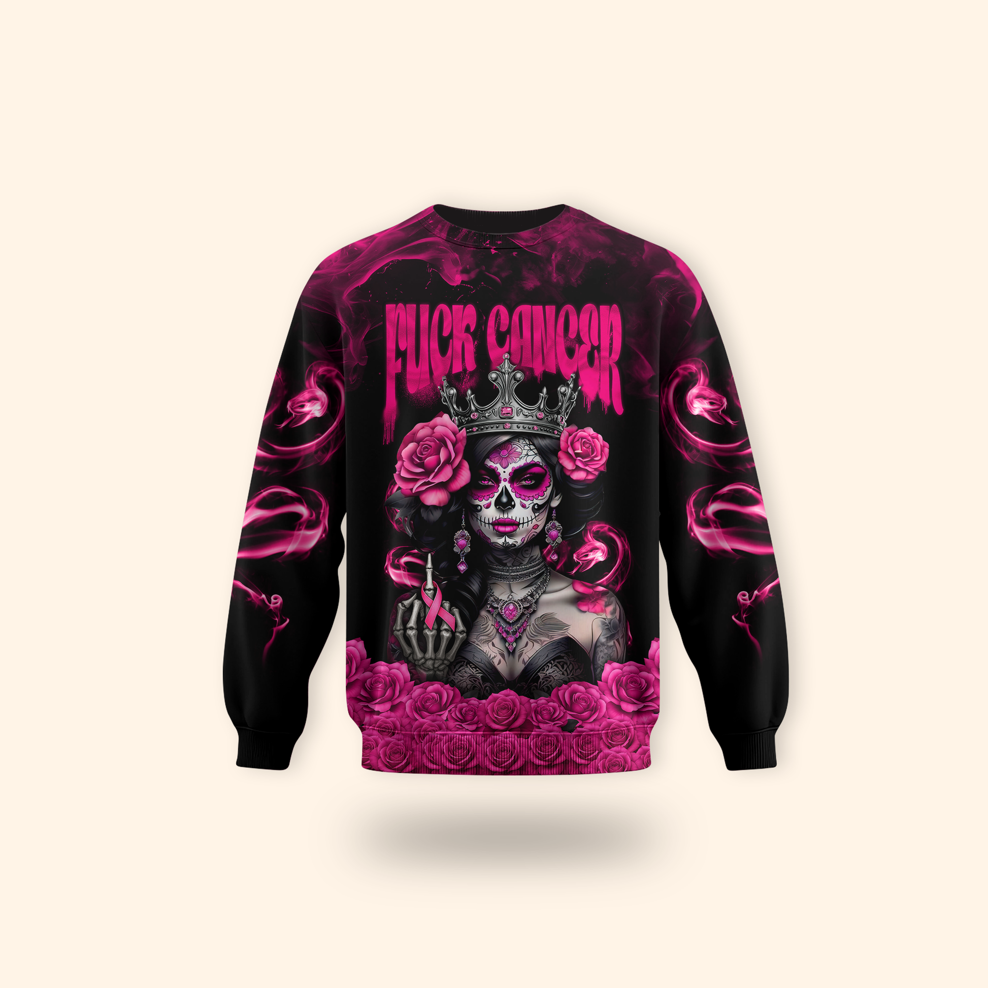 Breast Cancer Warrior Sugar Skull Shirt, Custom Choo