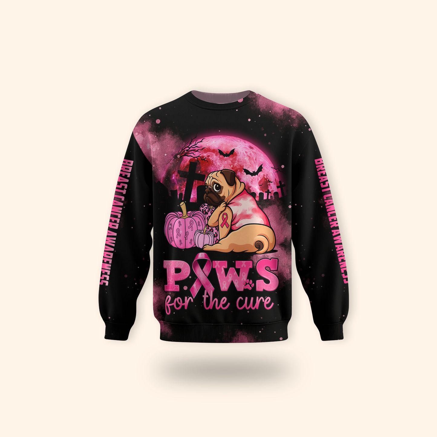 Pug Halloween Breast Cancer Awareness