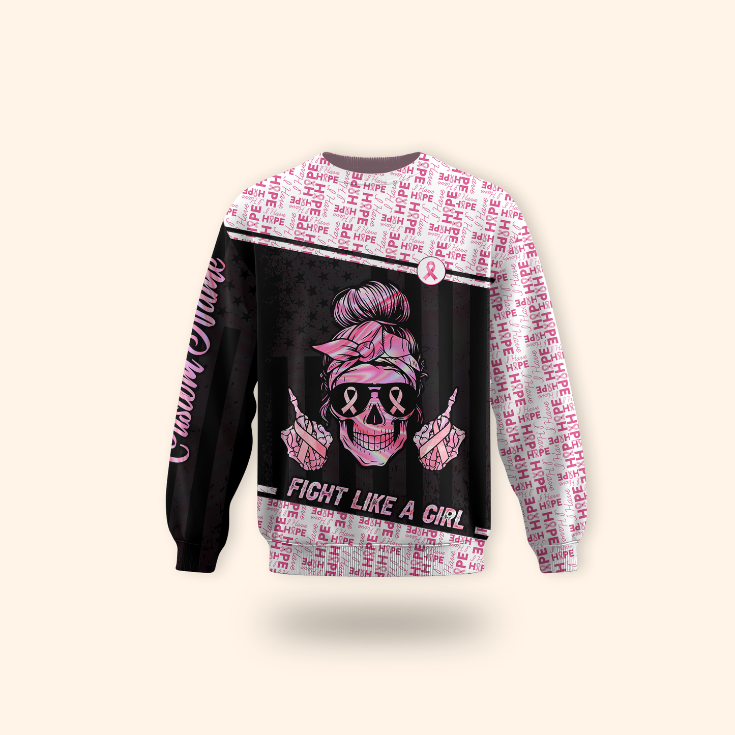 Personalized Fight Like A Skull Girl - Breast Cancer Awareness Shirt