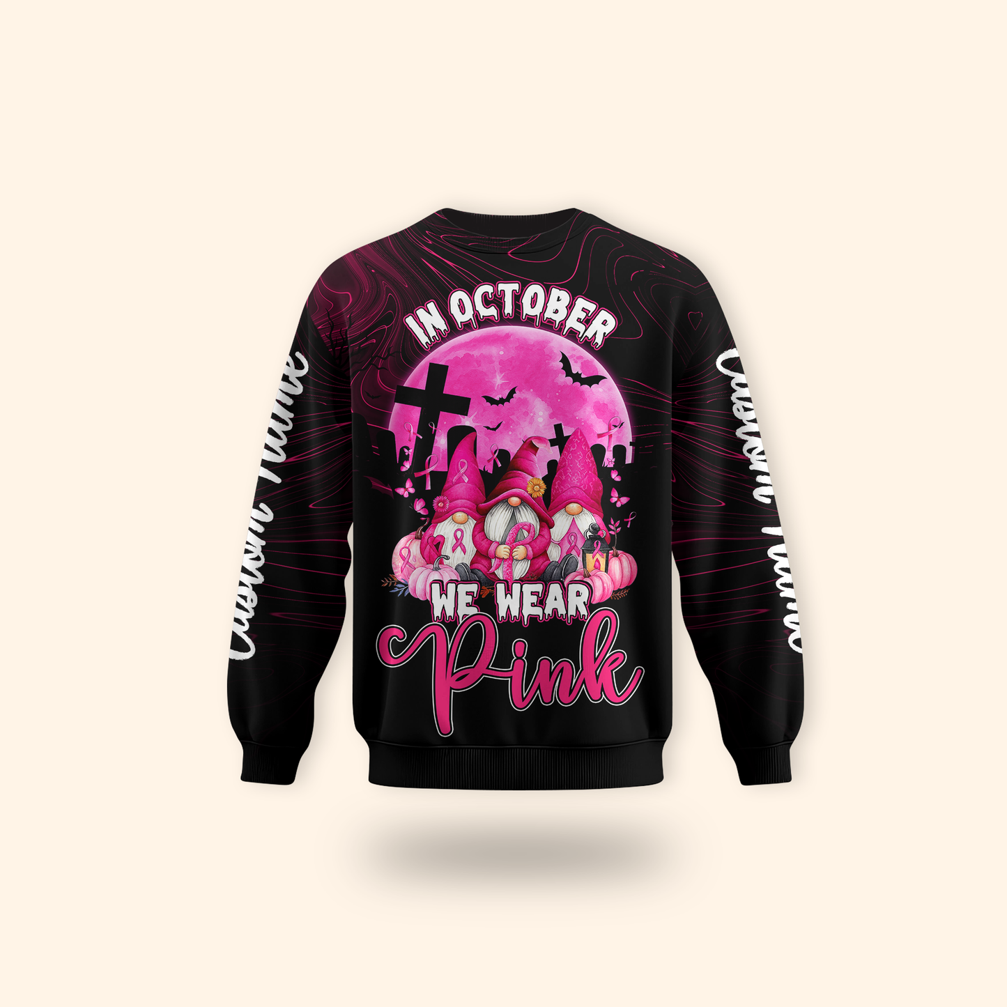 Personalized "In October We Wear Pink" Gnomes Breast Cancer Awareness Shirt, Custom Choo