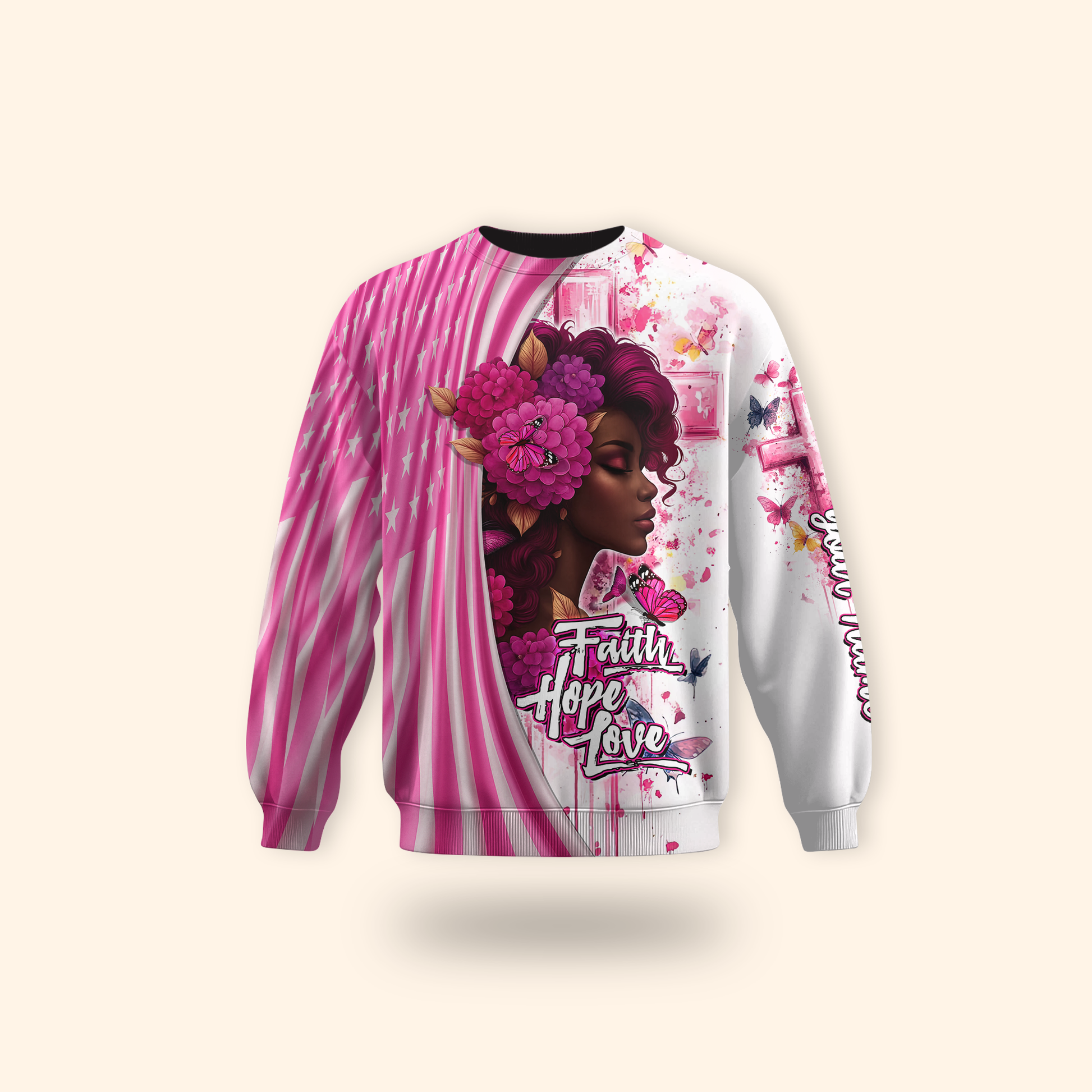 Personalized Faith Hope Love Black Queen Breast Cancer Awareness Shirt, Custom Choo