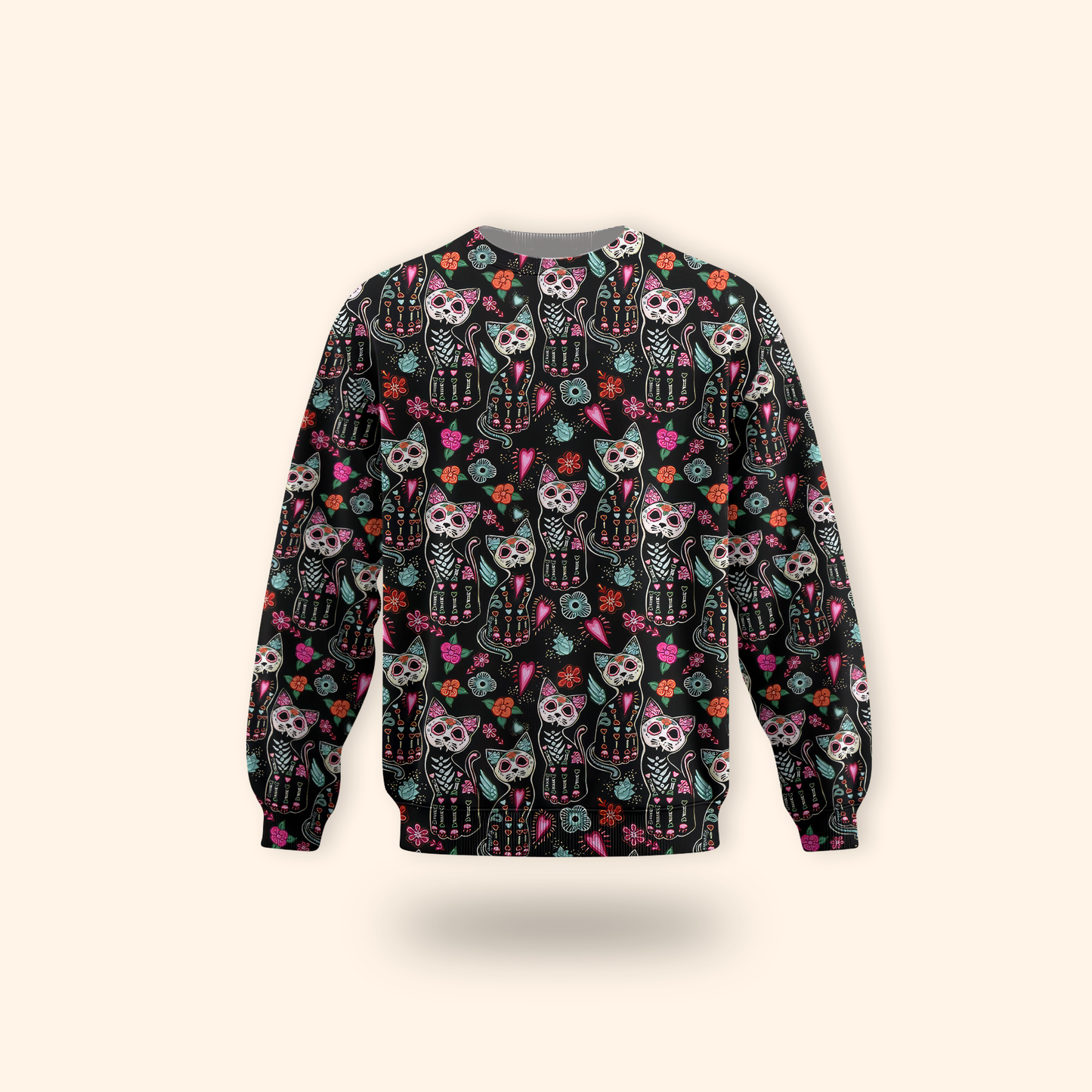 Sugar Skull Cat Hoodie – Day of the Dead Halloween Sweatshirt for Cat Lovers, Custom Choo