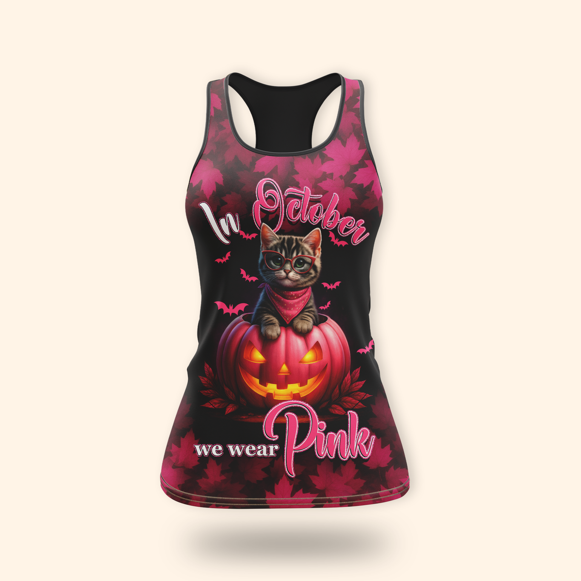 In October We Wear Pink Cat Hoodie – Halloween Pumpkin Breast Cancer Awareness Sweatshirt, Custom Choo
