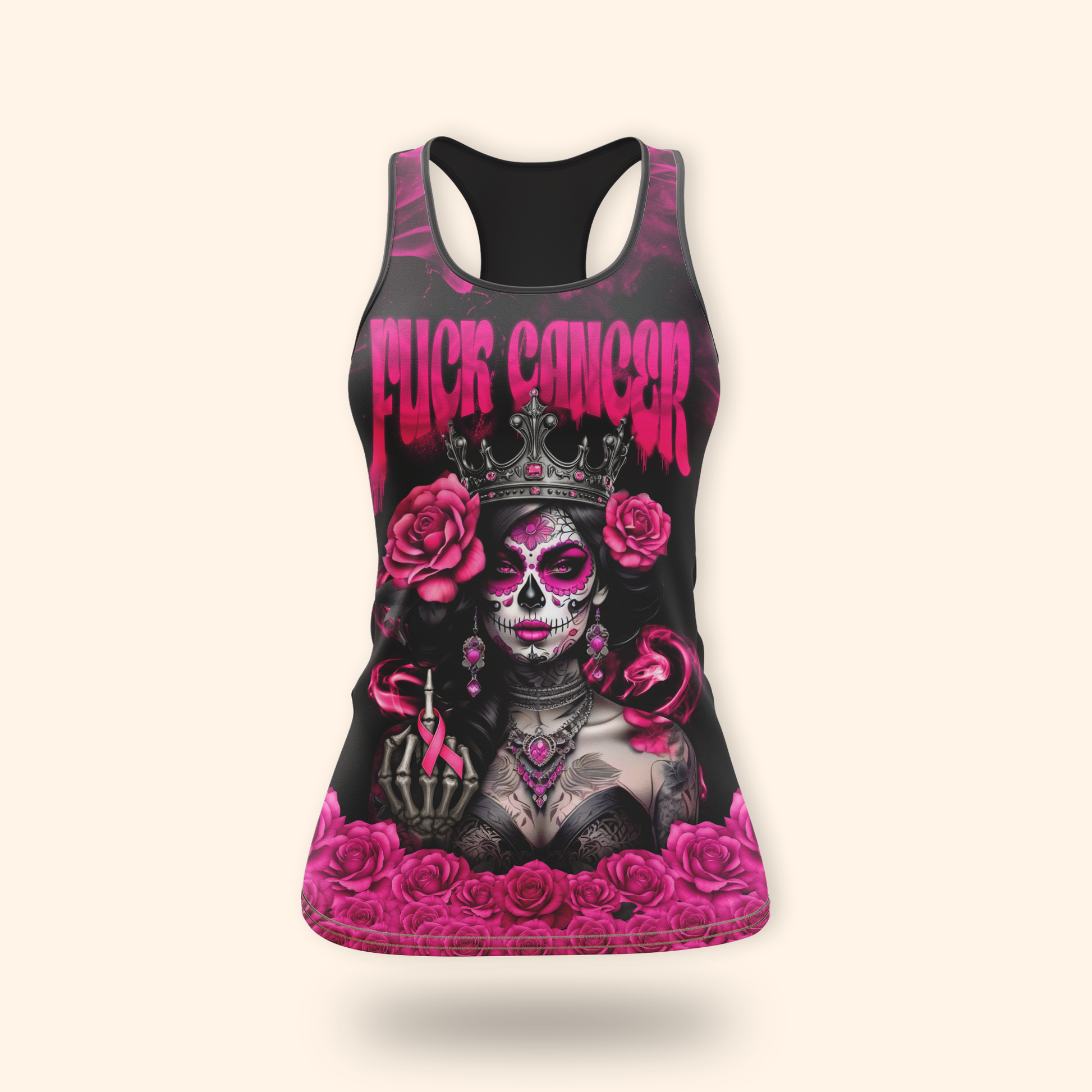 Breast Cancer Warrior Sugar Skull Shirt, Custom Choo