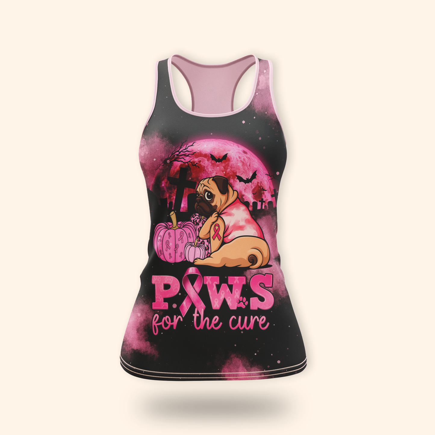 Pug Halloween Breast Cancer Awareness