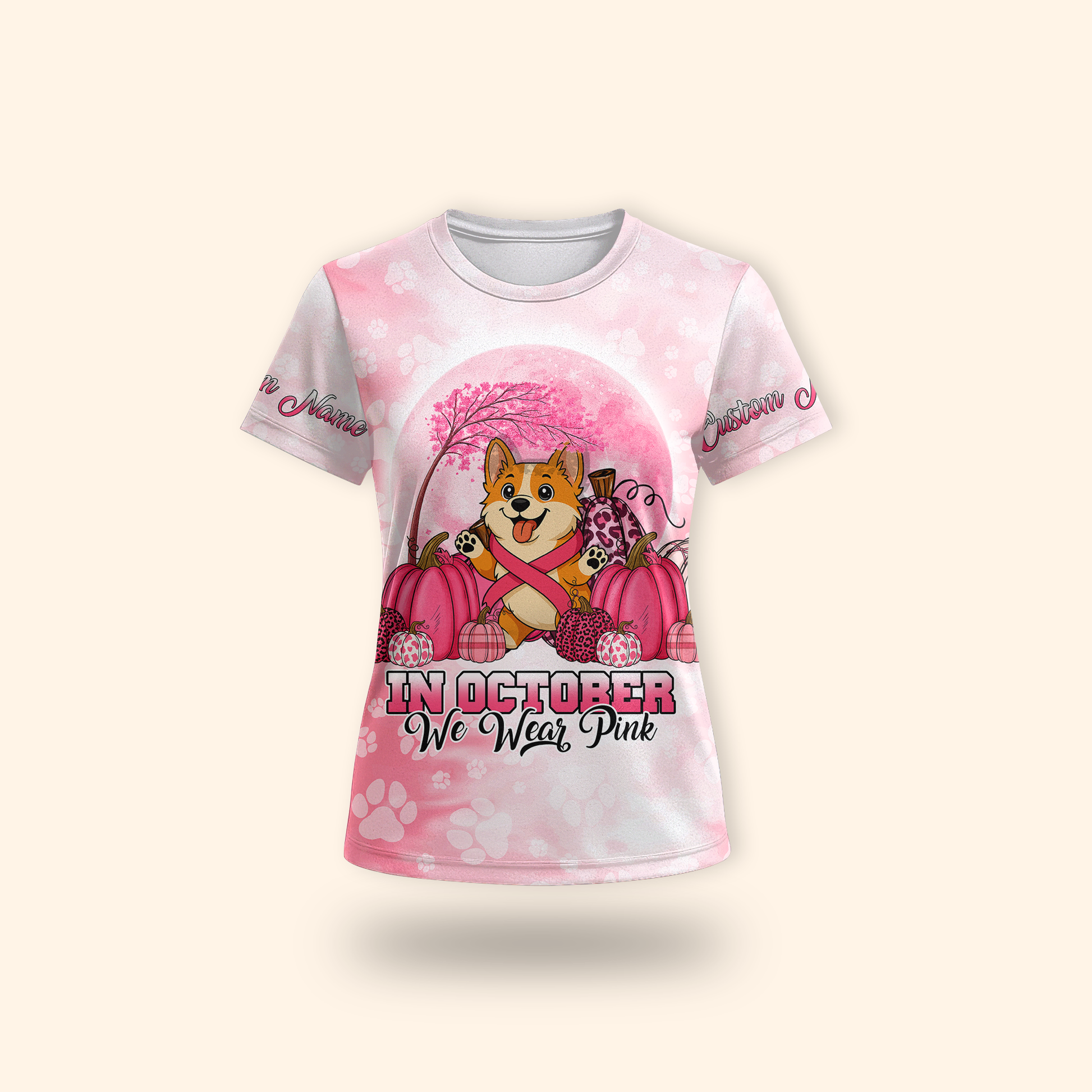 Breast Cancer Awareness Corgi Custom Name, Custom Choo