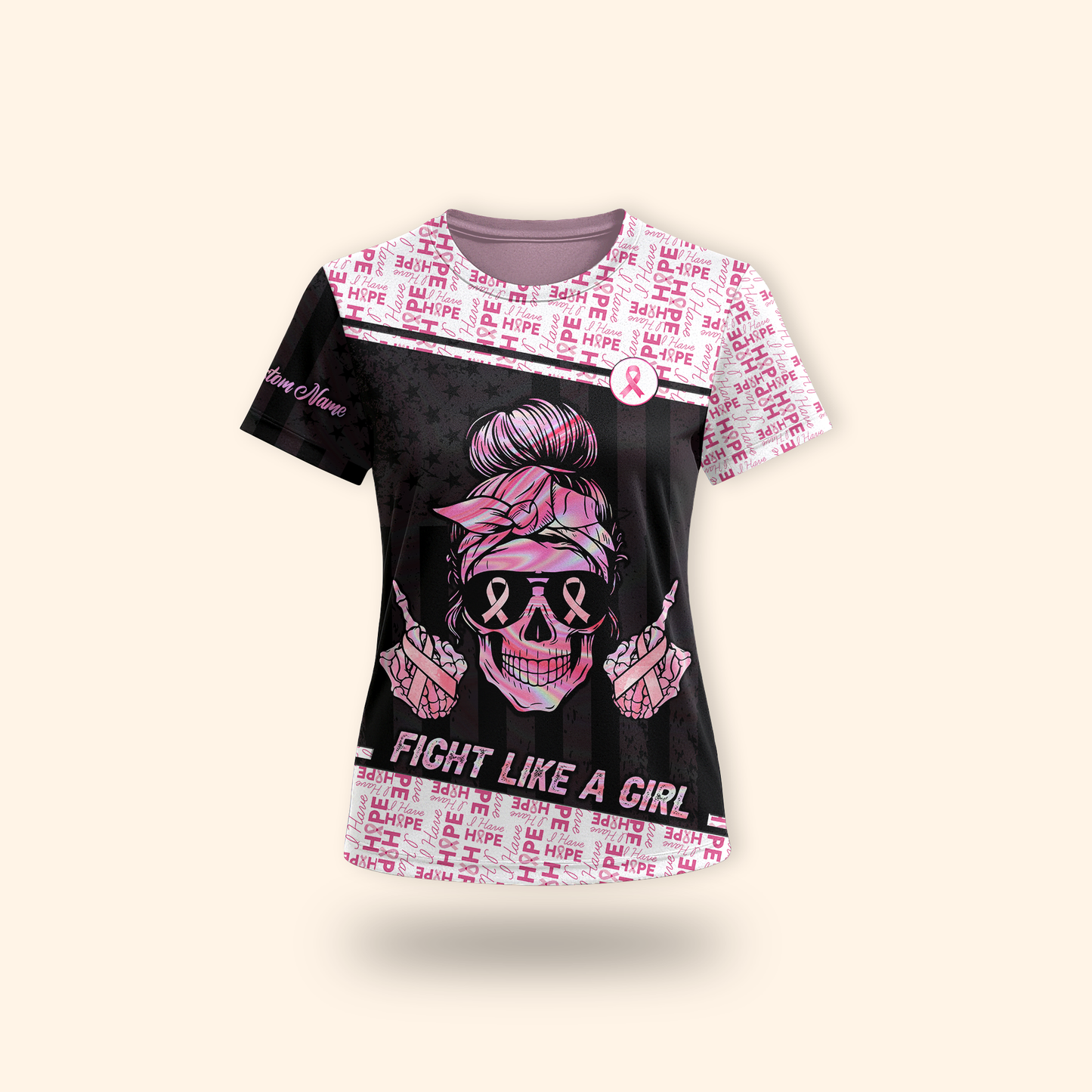 Personalized Fight Like A Skull Girl - Breast Cancer Awareness Shirt