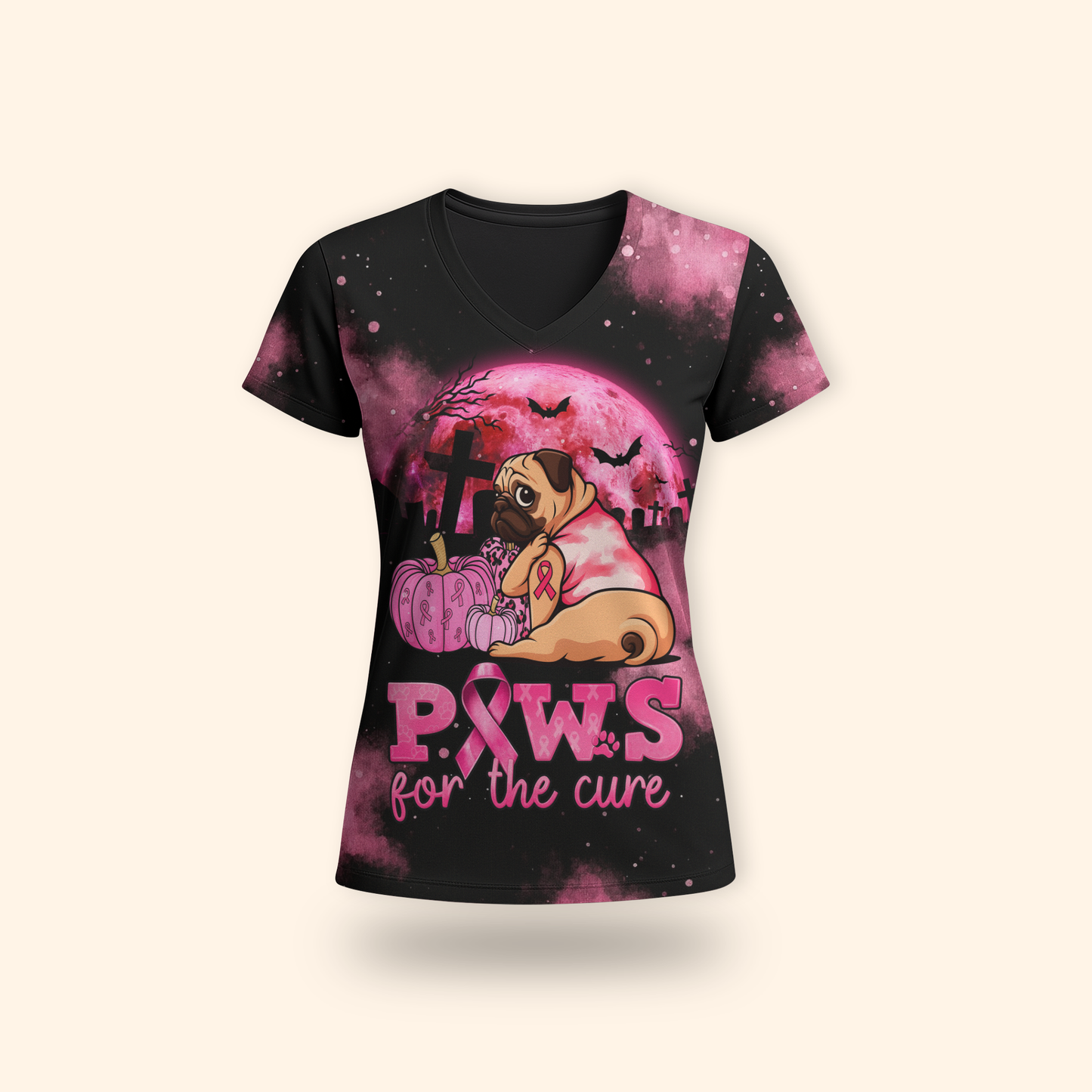 Pug Halloween Breast Cancer Awareness