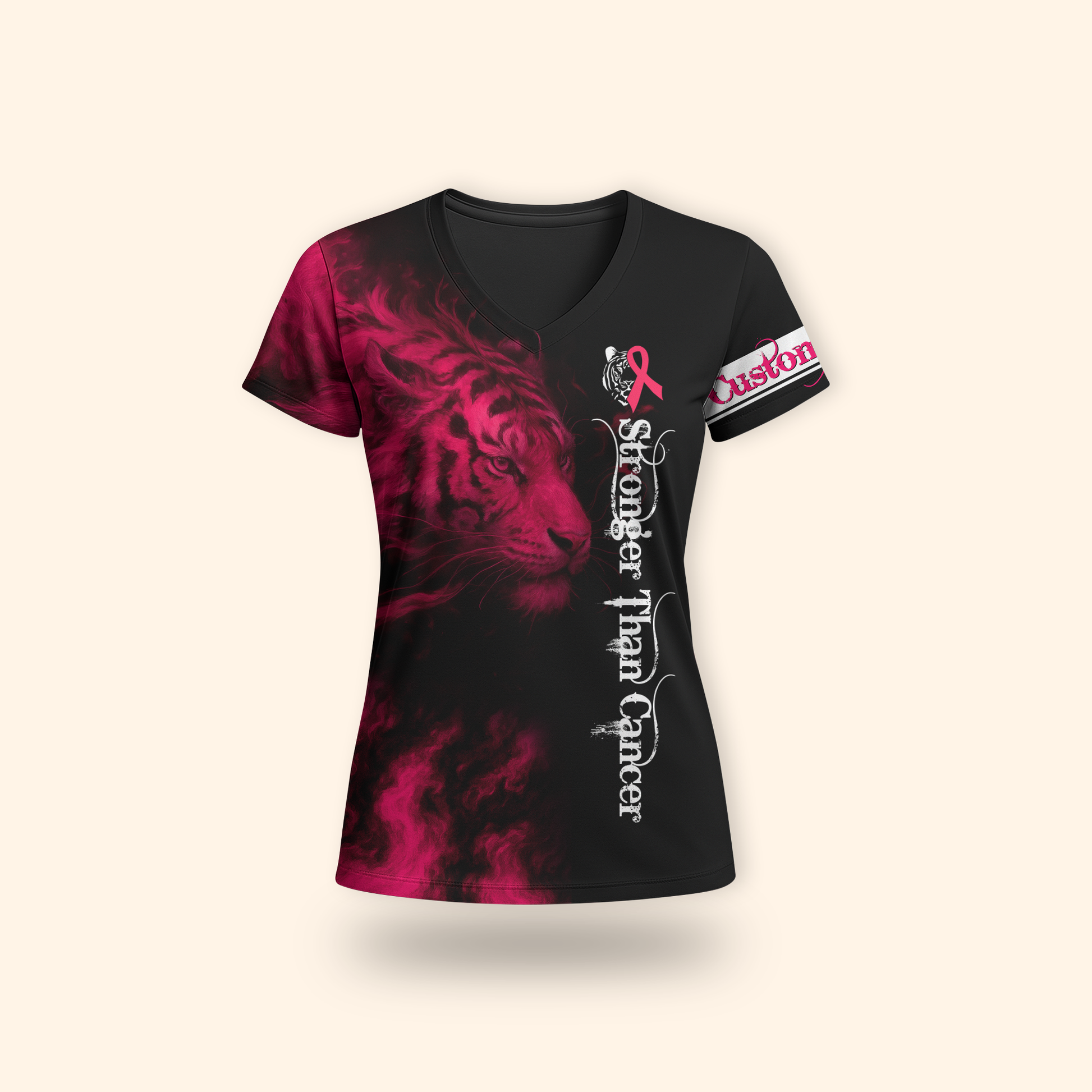 "Fierce Tiger Strength" Outfit - Breast Cancer Awareness Shirt, Custom Choo
