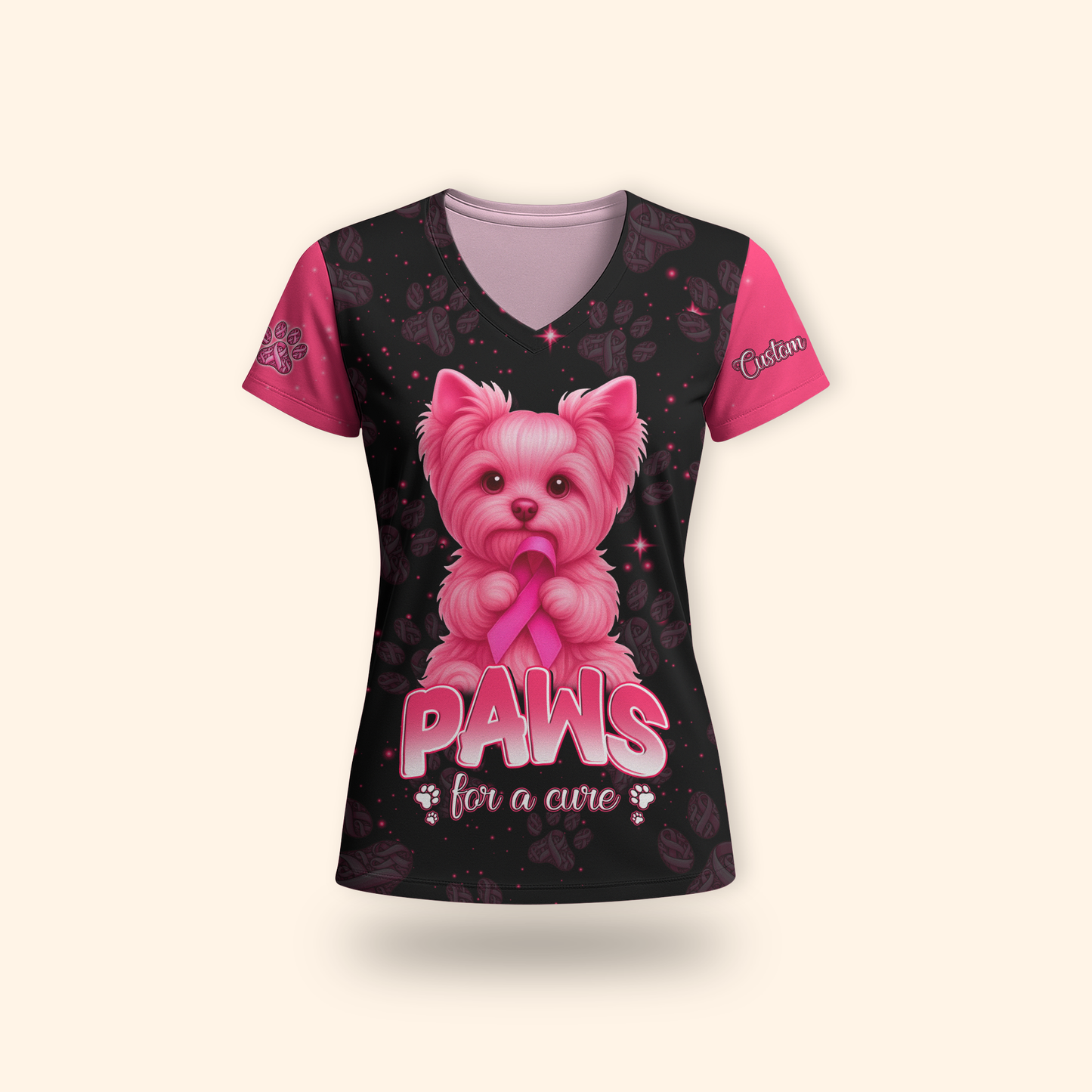 Personalized Paws For A Cure - Breast Cancer Awareness Shirt