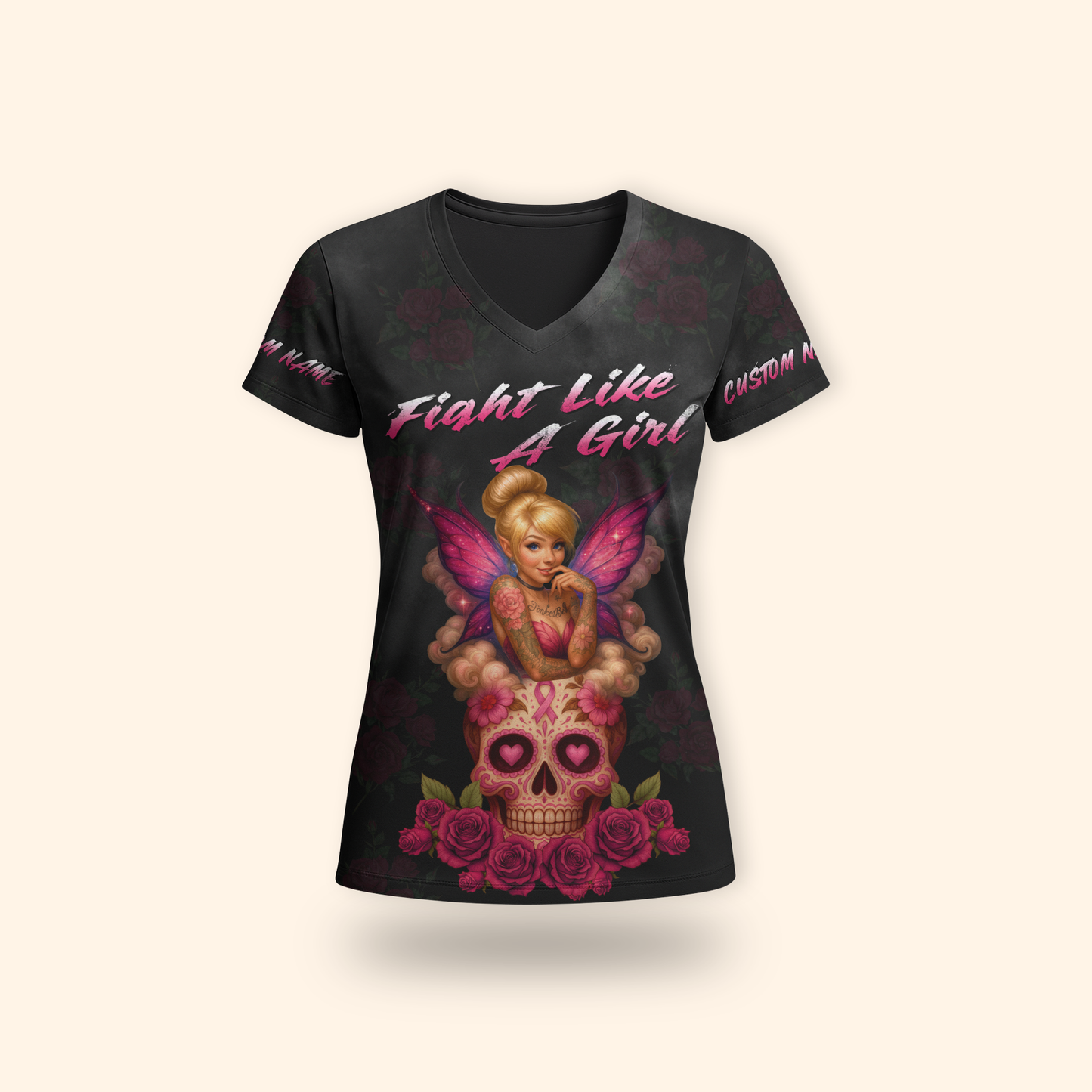 Personalized Fairy Fight Like A Girl - Breast Cancer Awareness Shirt, Custom Choo